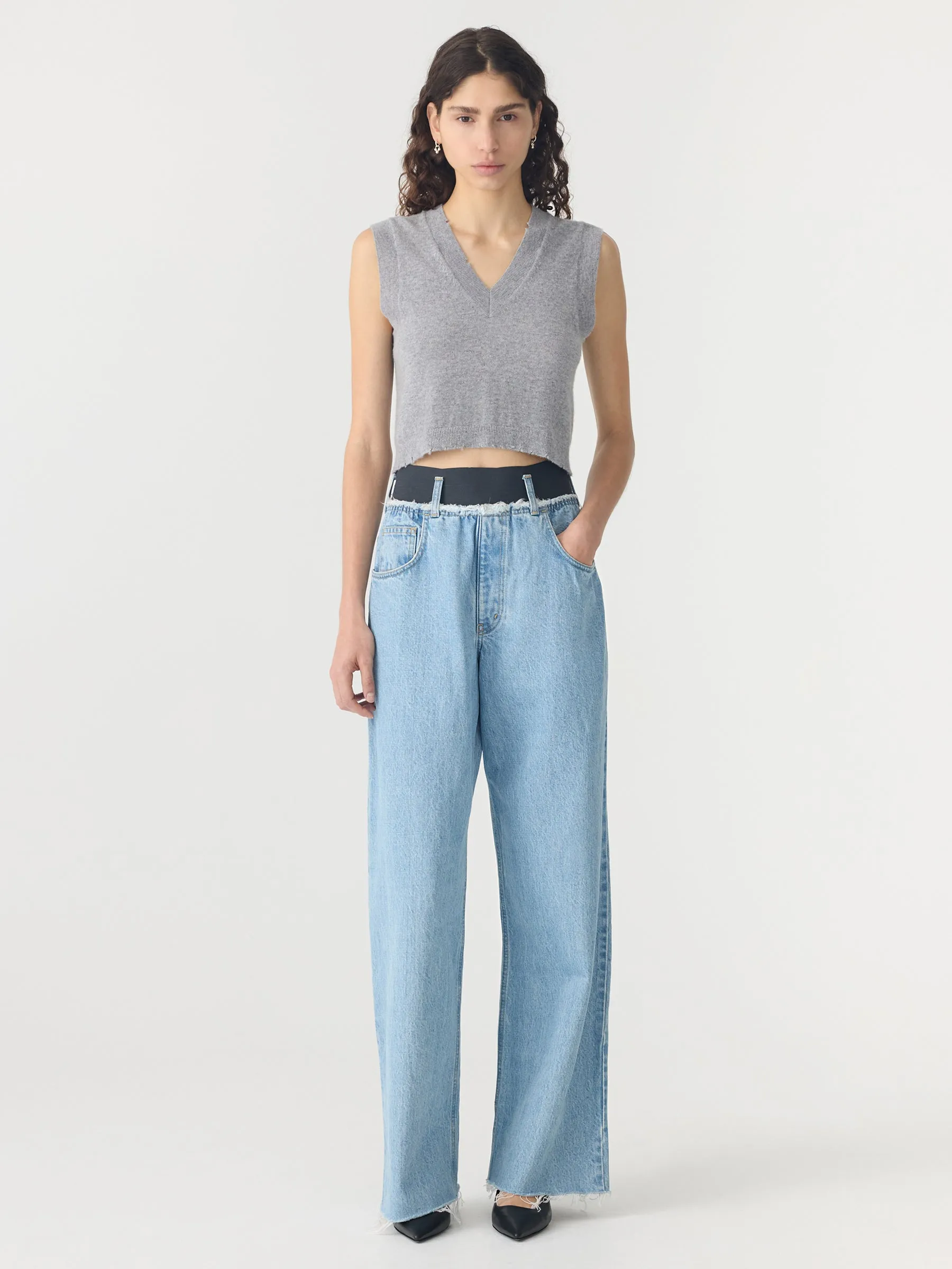 Distressed V Neck Vest sold by Bassike