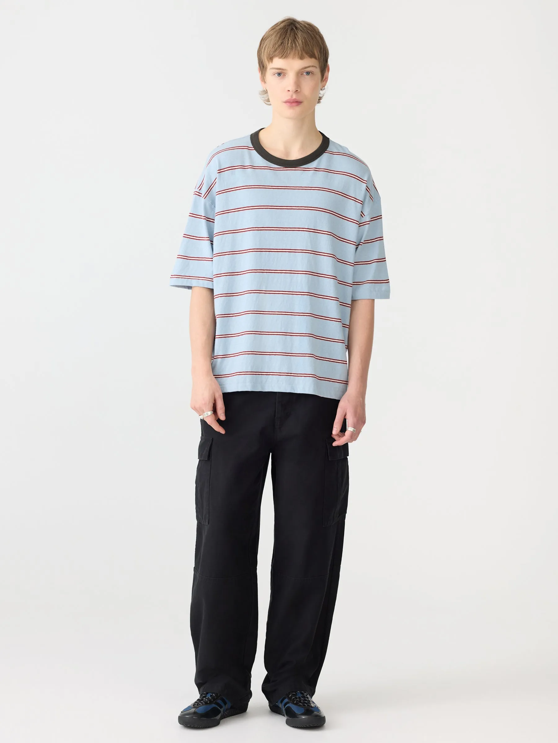 Stripe Boxy Short Sleeve T-Shirt sold by Bassike
