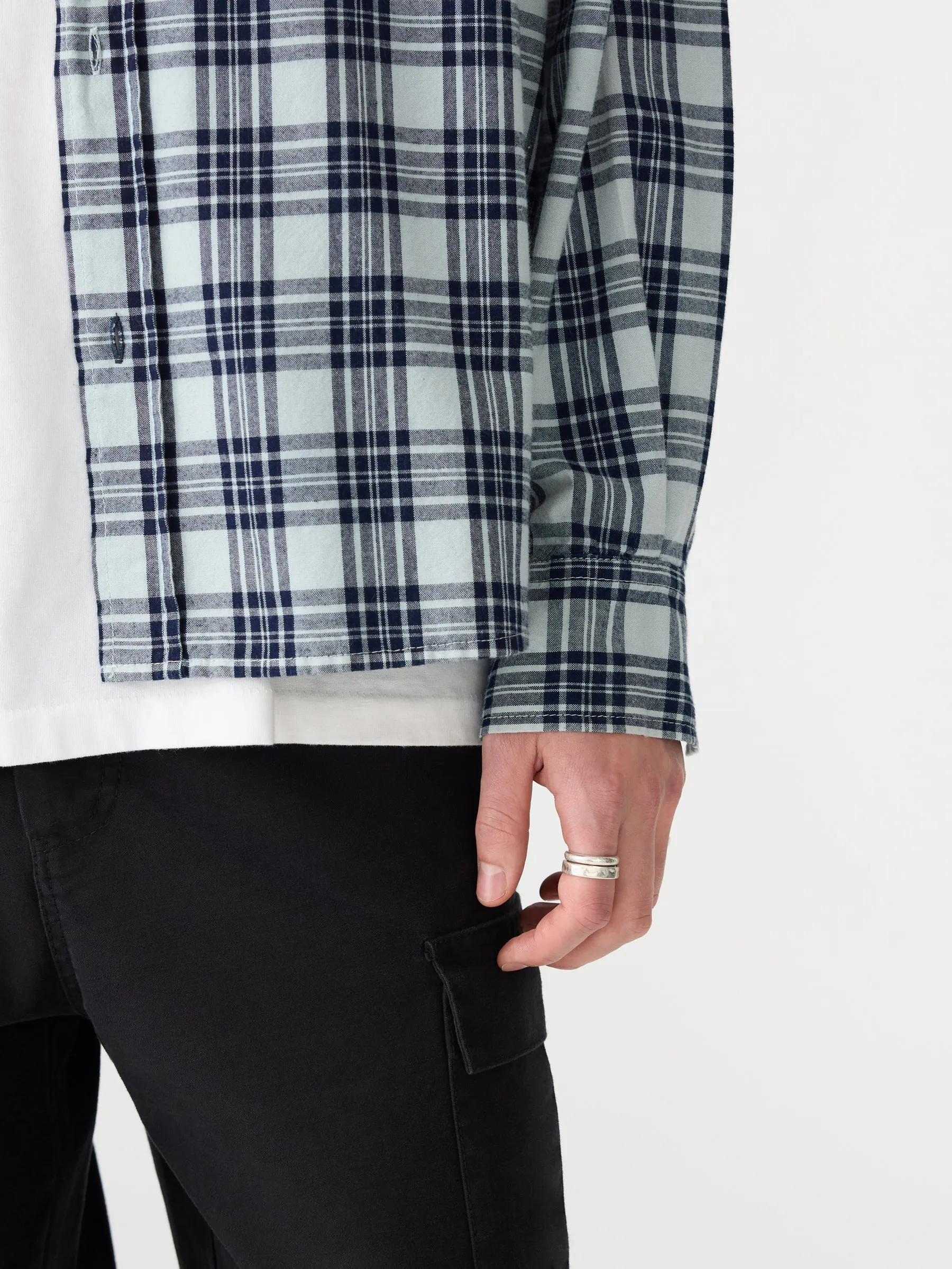 Boxy Indigo Check Shirt sold by Bassike product image thumbnail 4