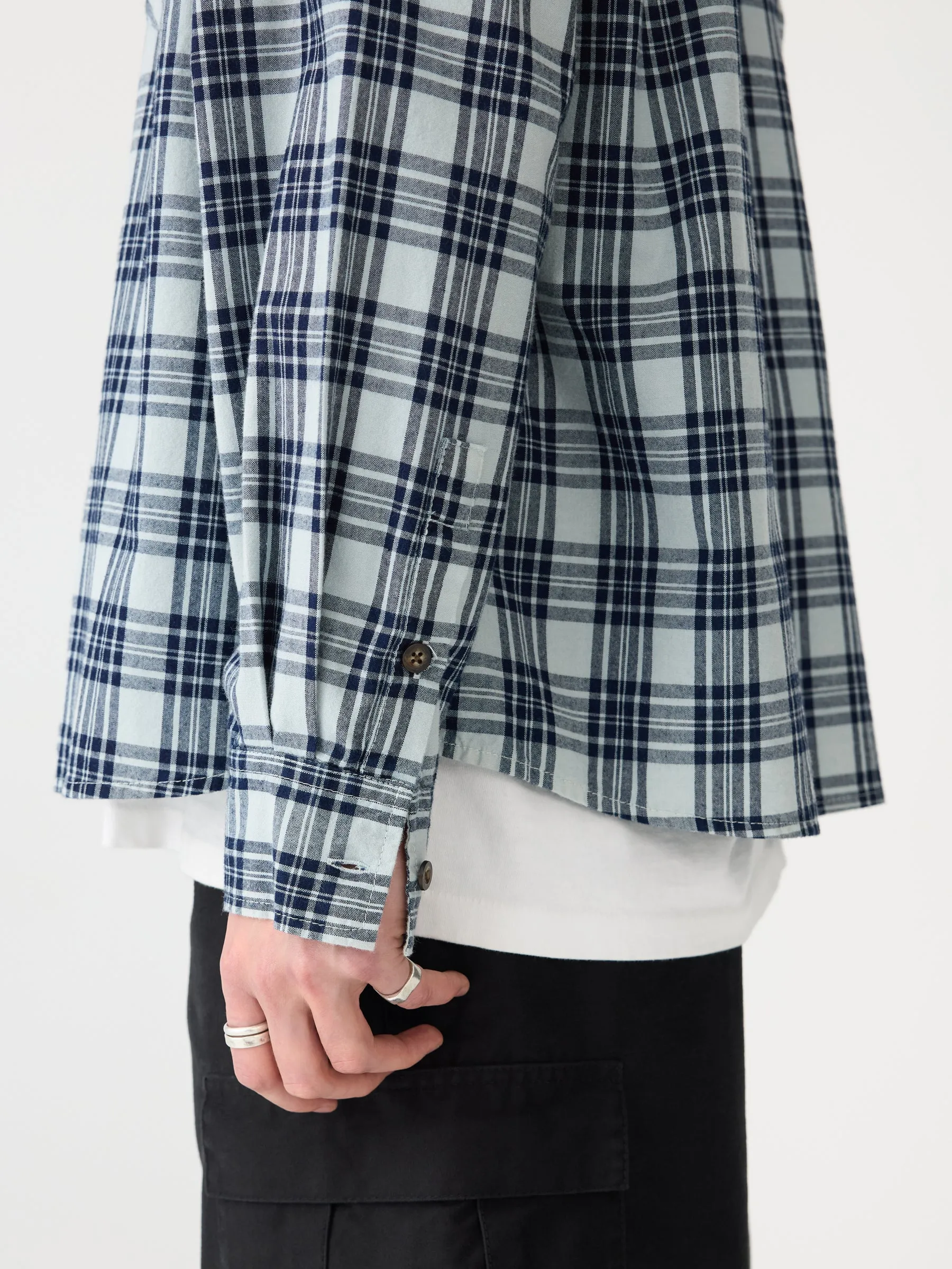 Boxy Indigo Check Shirt sold by Bassike product image thumbnail 5