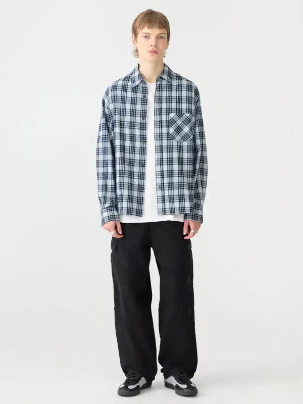 Boxy Indigo Check Shirt sold by Bassike