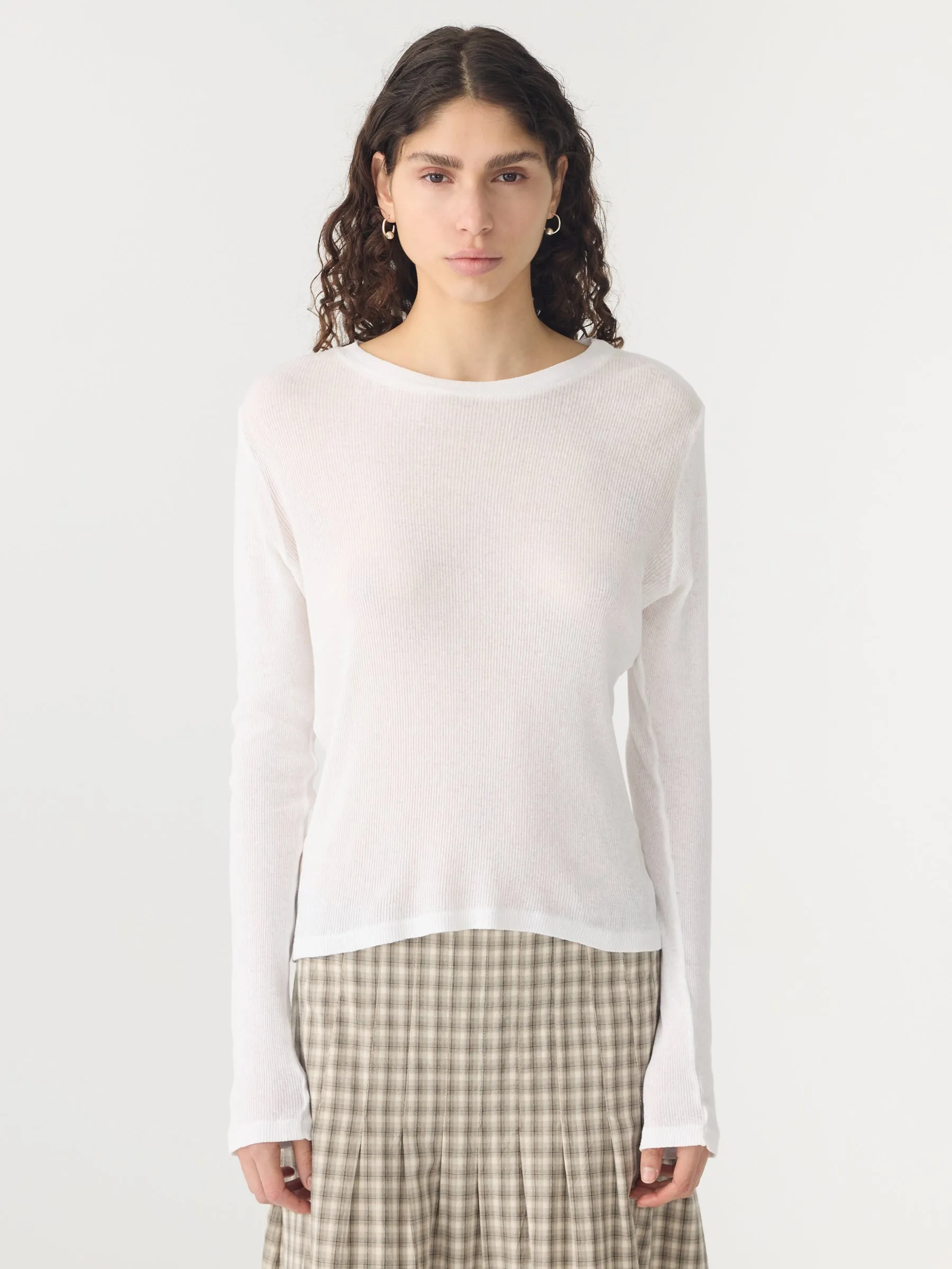 Sheer Rib Long Sleeve T-Shirt sold by Bassike product image thumbnail 2