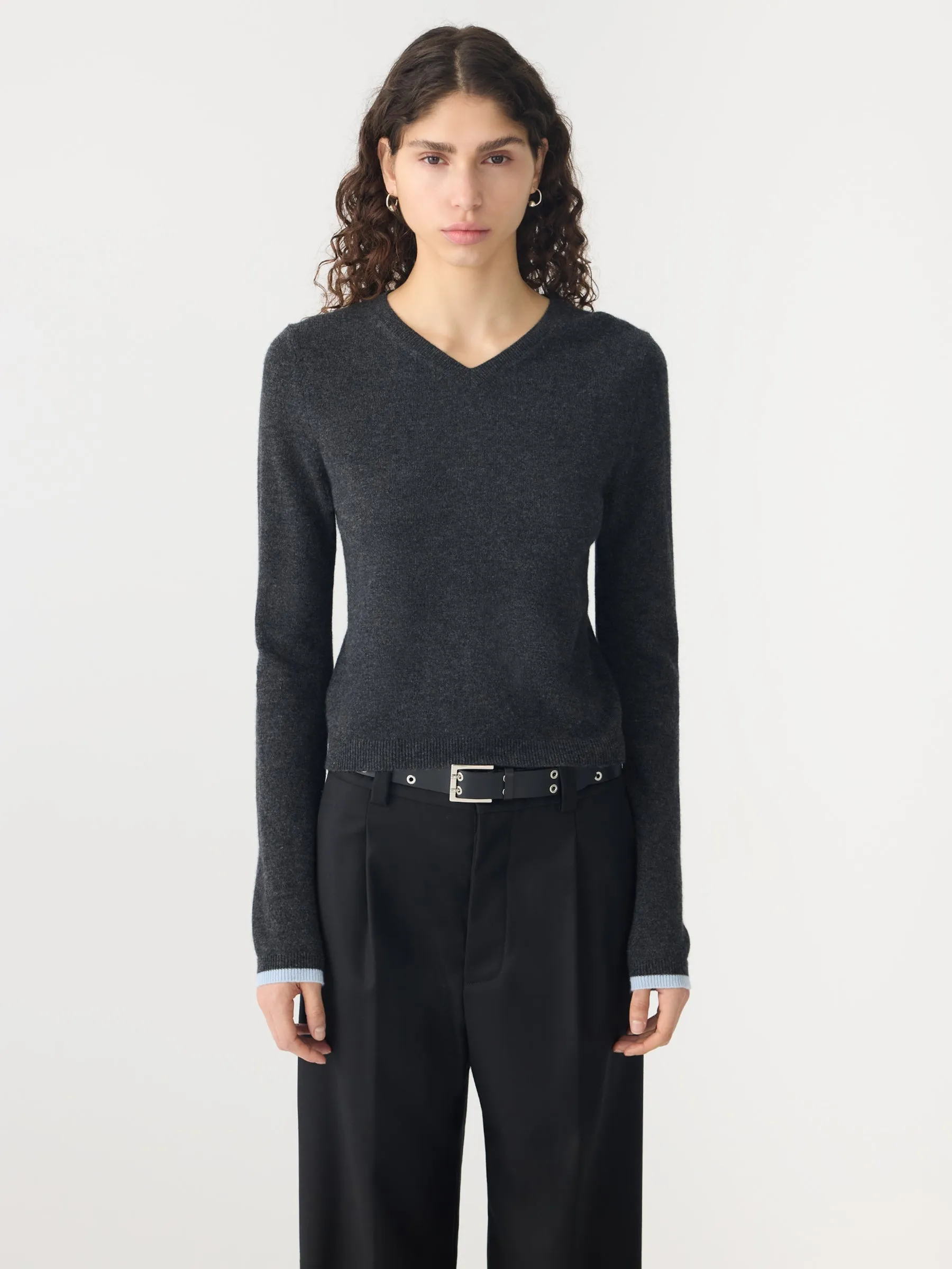 Slim High V Neck Knit sold by Bassike product image thumbnail 2