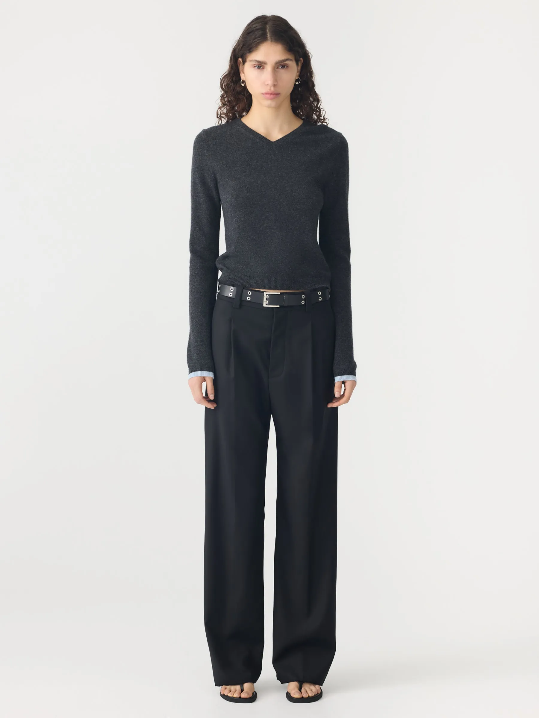 Slim High V Neck Knit sold by Bassike