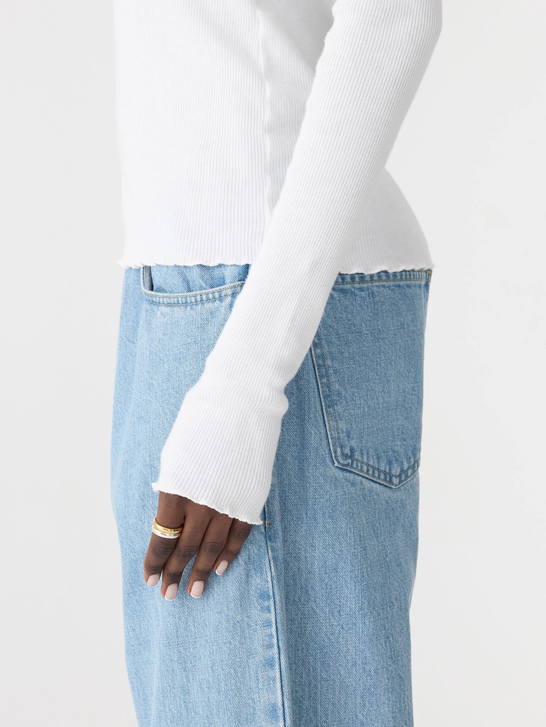 Slim Rib Lace Long Sleeve Top sold by Bassike product image thumbnail 4