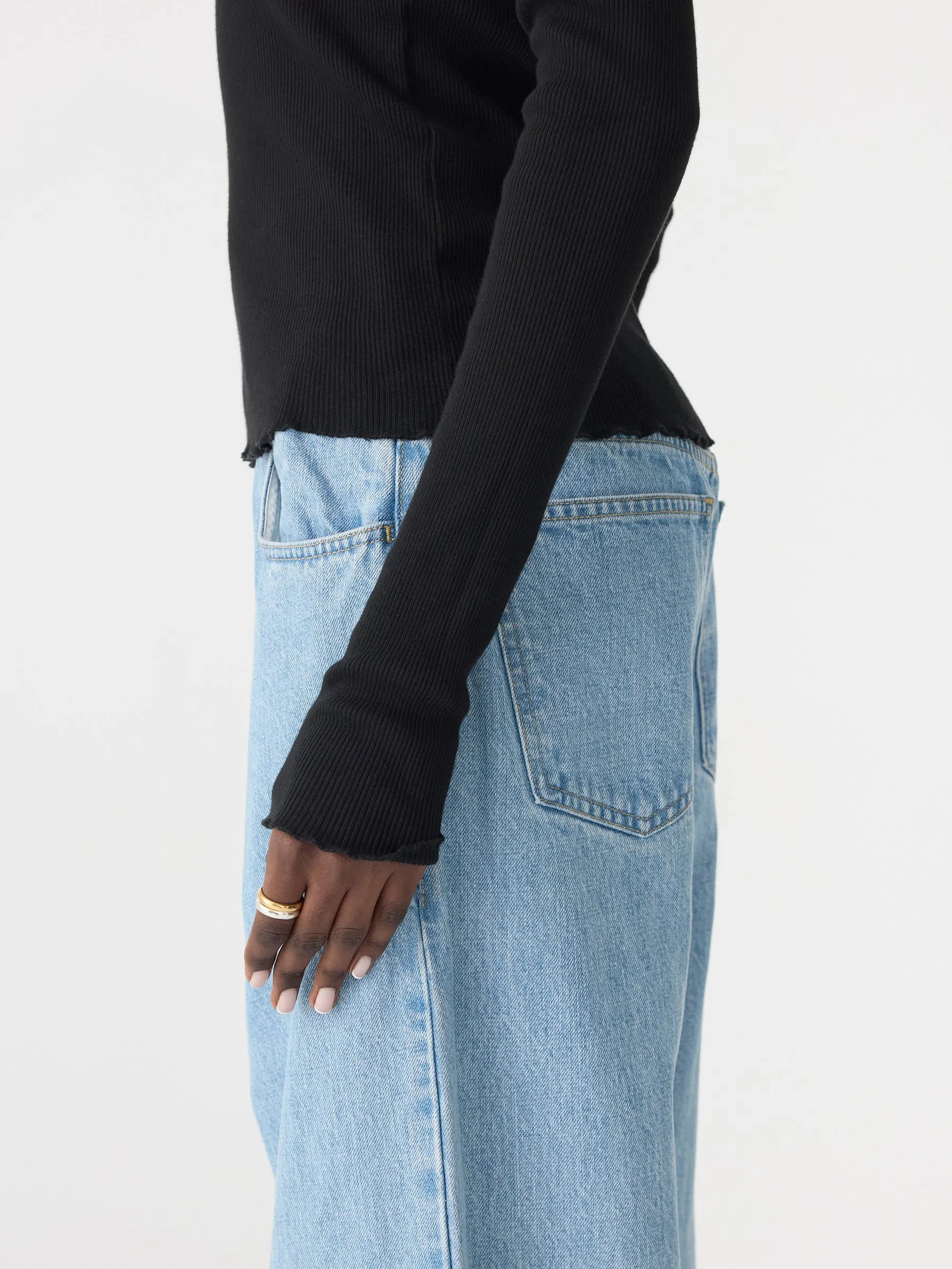 Slim Rib Lace Long Sleeve Top sold by Bassike product image thumbnail 4