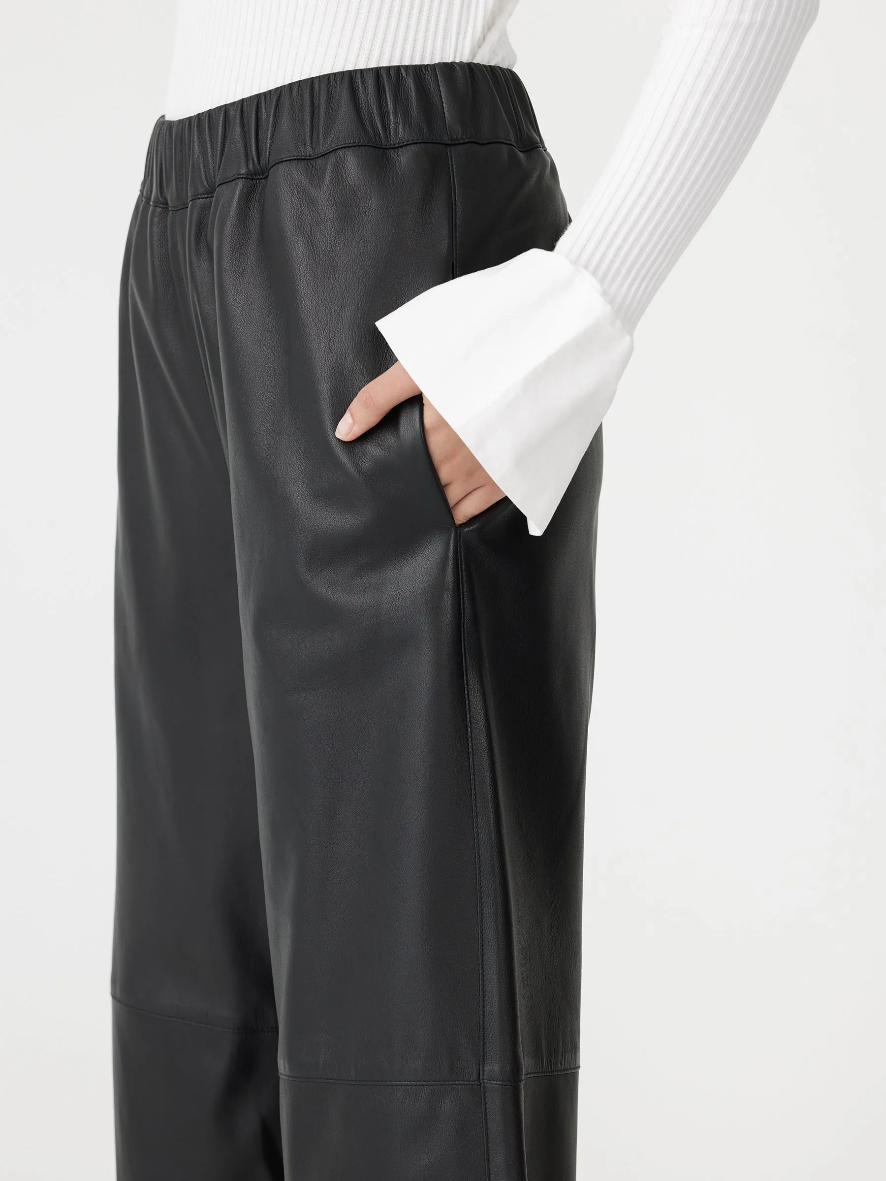 Leather Pull On Wide Leg Pant sold by Bassike product image thumbnail 3