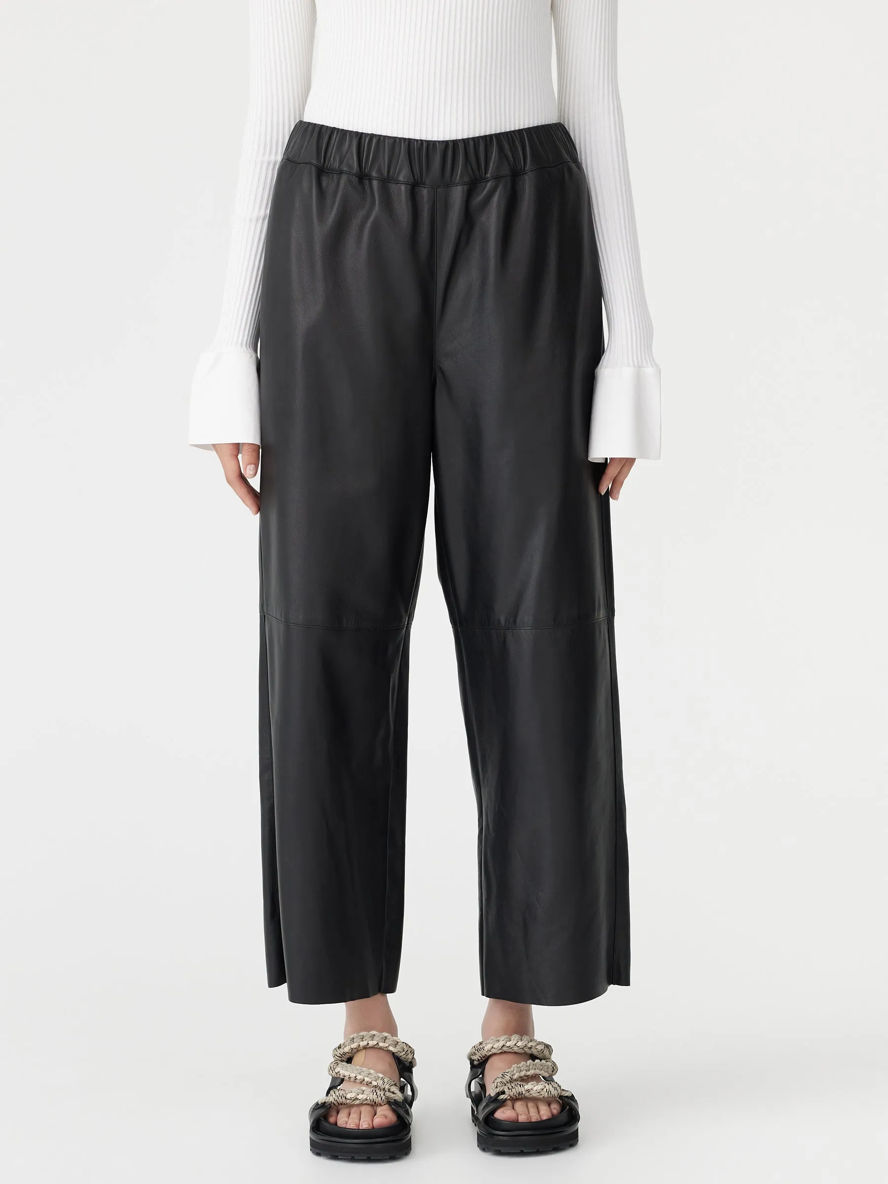 Leather Pull On Wide Leg Pant sold by Bassike product image thumbnail 2