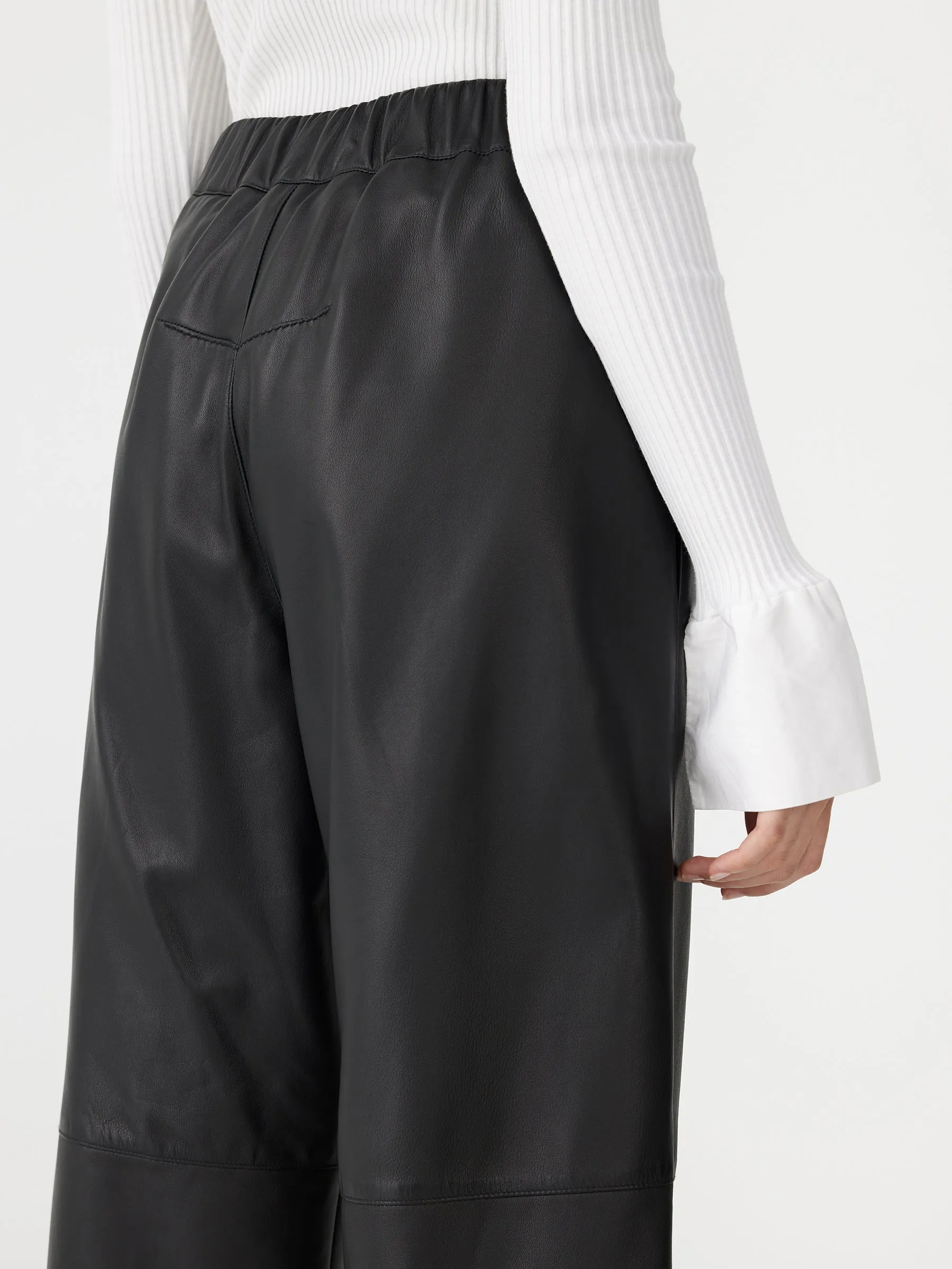 Leather Pull On Wide Leg Pant sold by Bassike product image thumbnail 4
