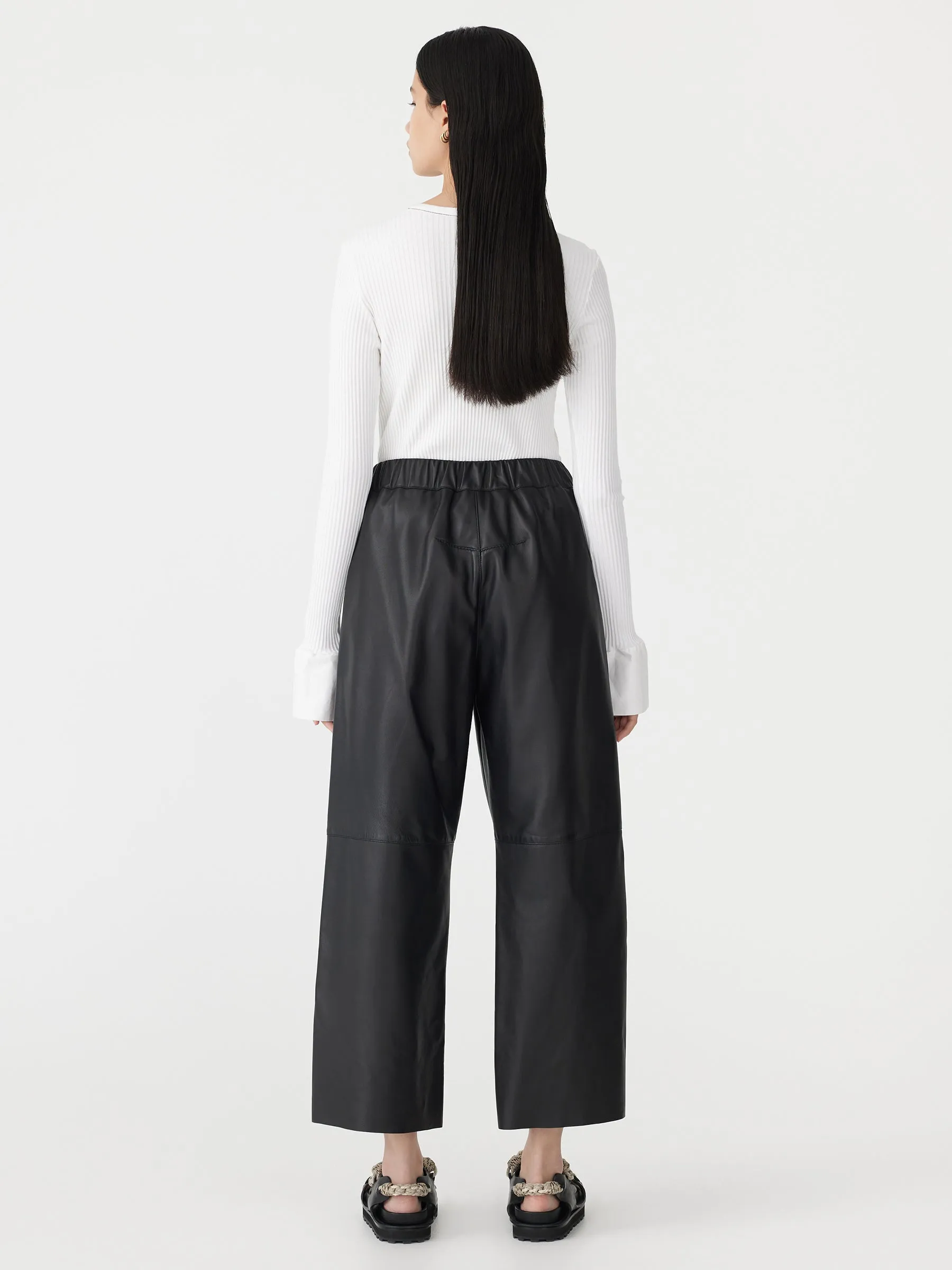 Leather Pull On Wide Leg Pant sold by Bassike product image thumbnail 5