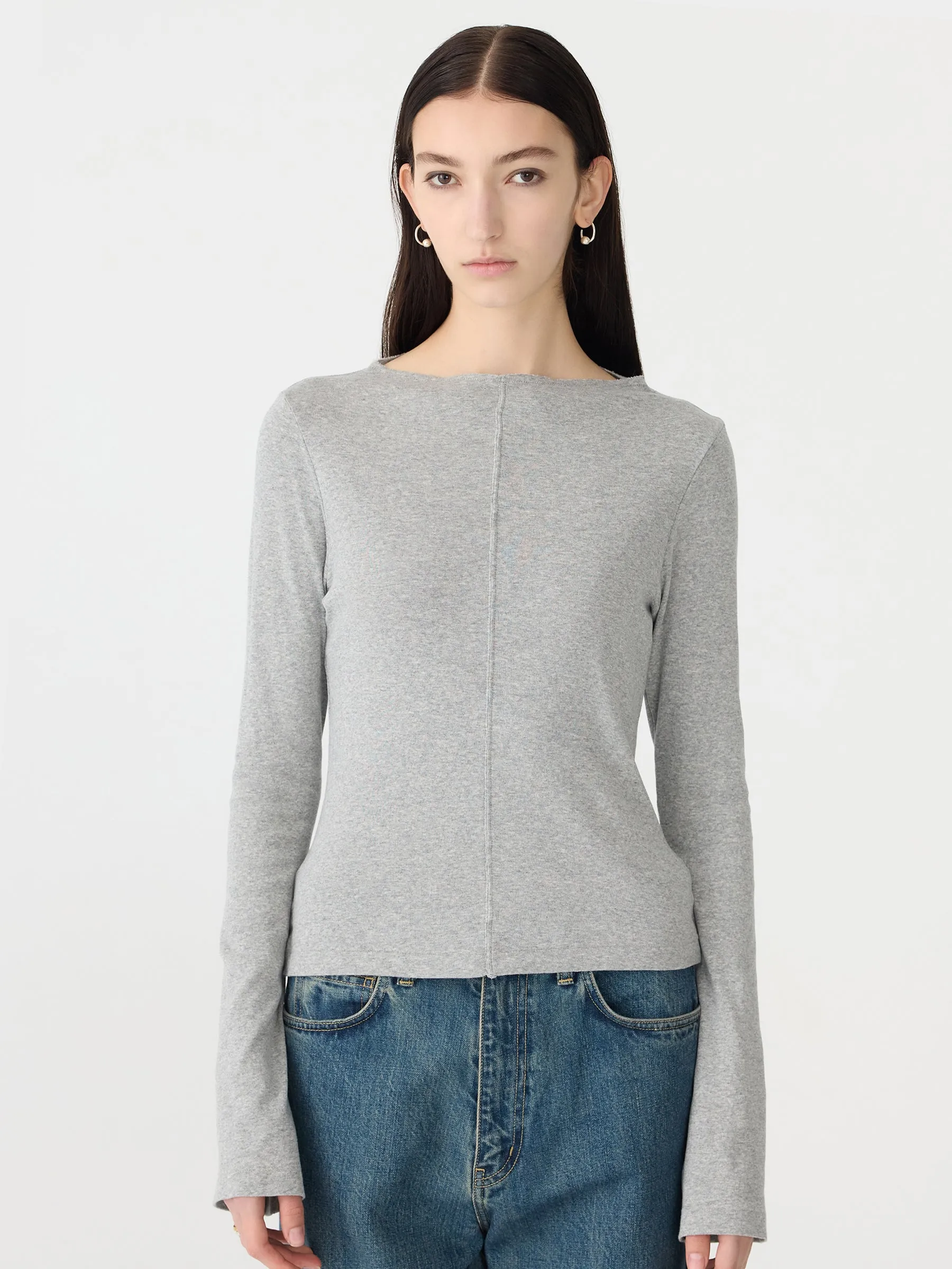 Front Seam Rib Long Sleeve T-Shirt sold by Bassike product image thumbnail 2