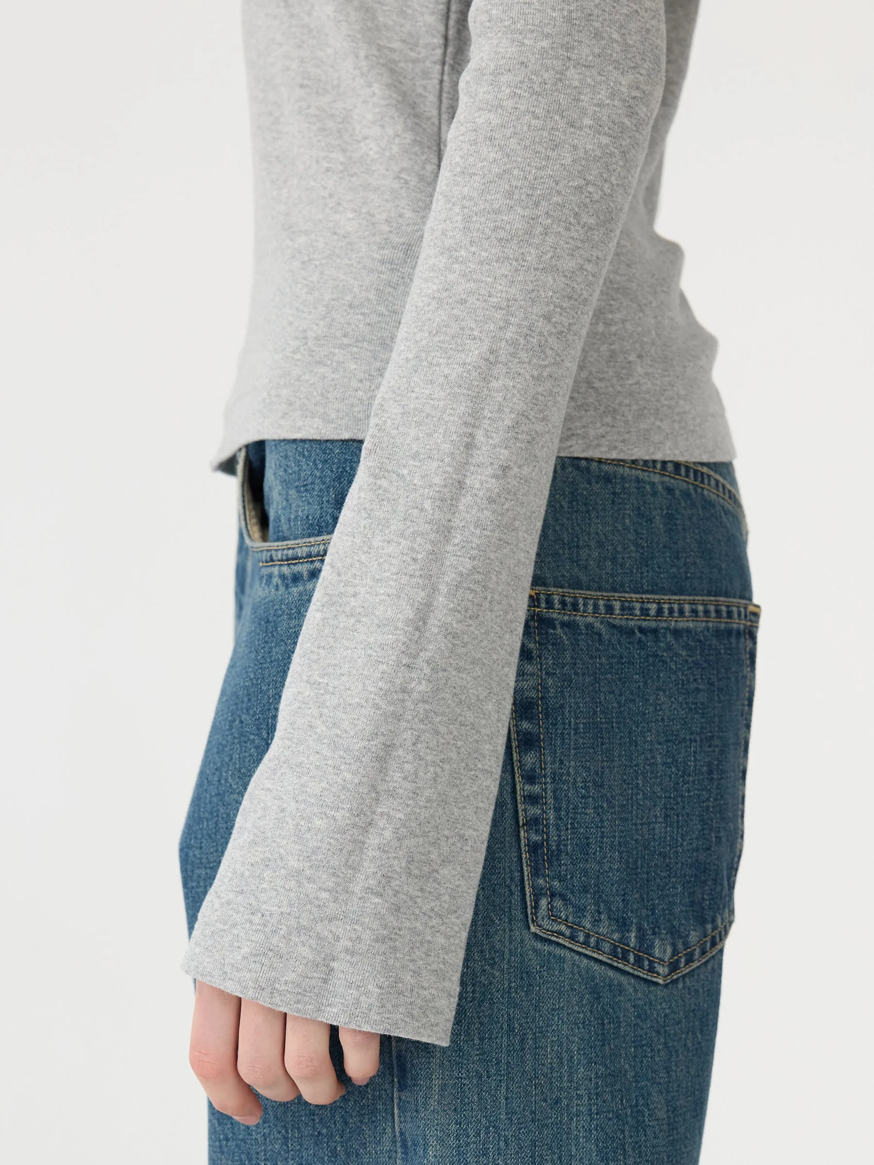 Front Seam Rib Long Sleeve T-Shirt sold by Bassike product image thumbnail 4