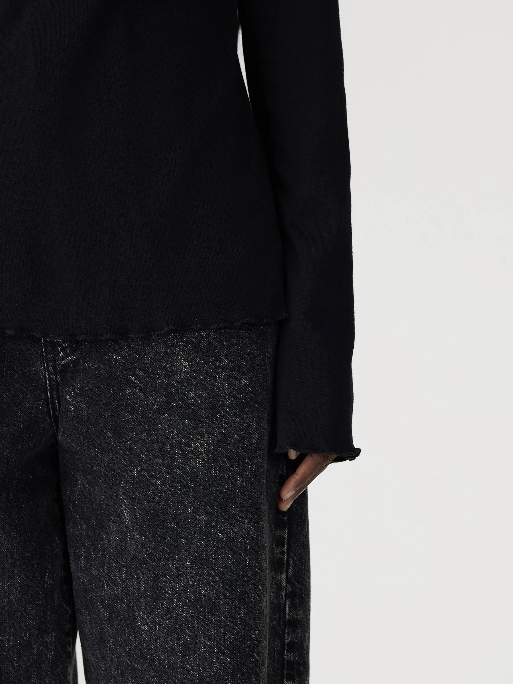 Rib Raised Neck Long Sleeve T-Shirt sold by Bassike product image thumbnail 4