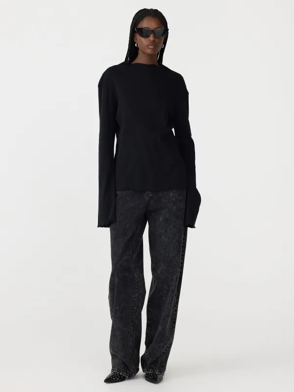 Rib Raised Neck Long Sleeve T-Shirt sold by Bassike