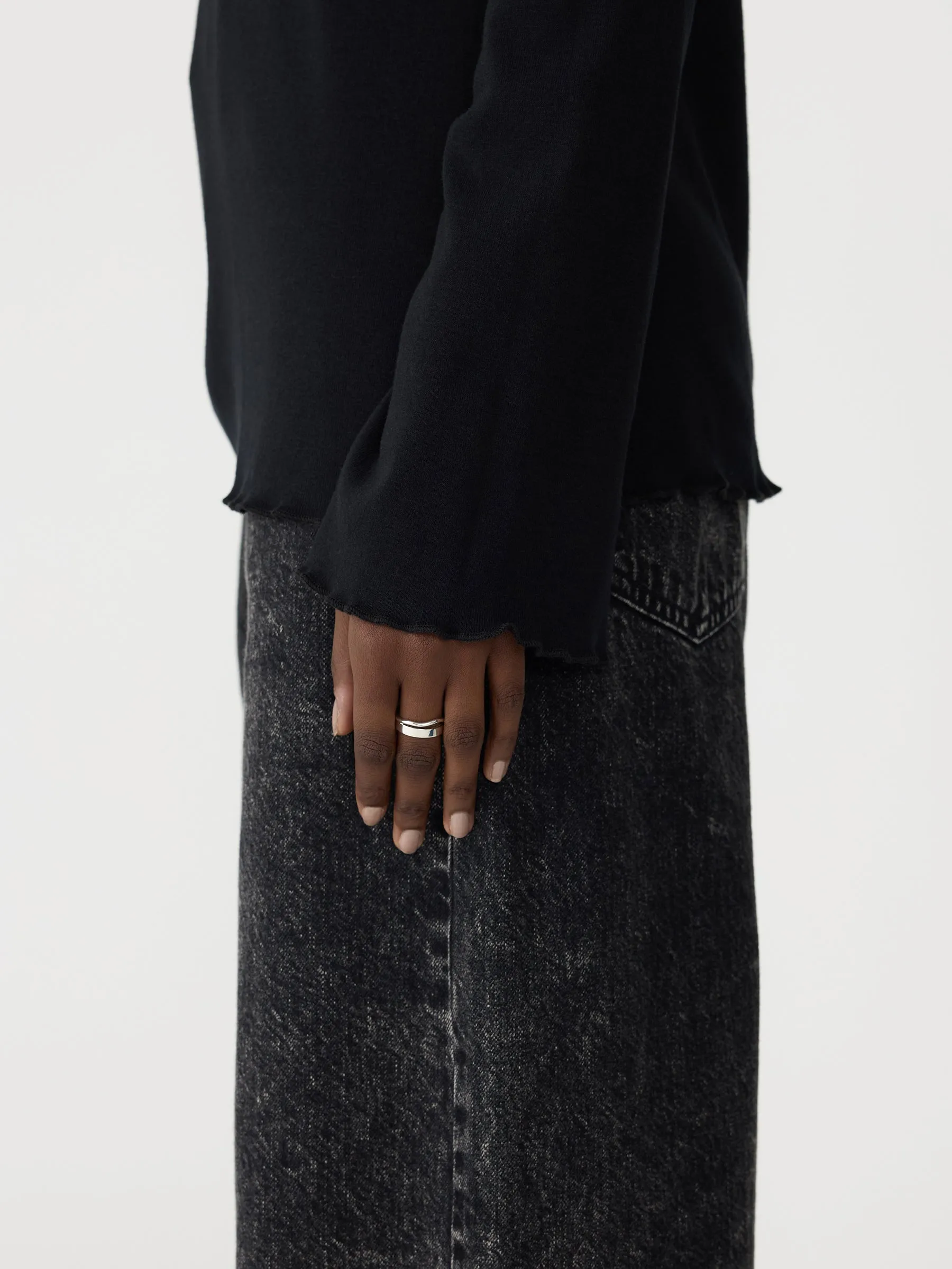 Rib Raised Neck Long Sleeve T-Shirt sold by Bassike product image thumbnail 5