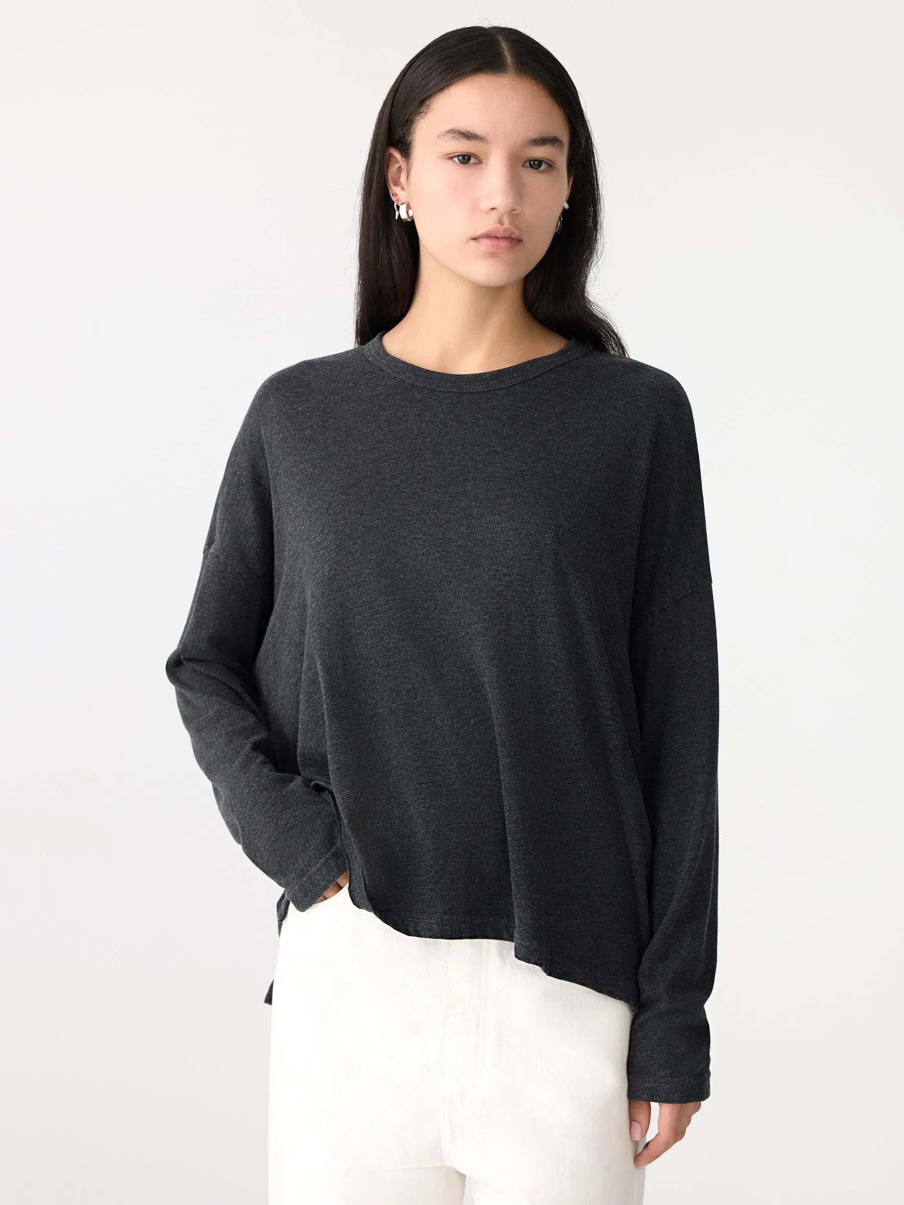 Midweight Boxy Heritage Long Sleeve T-Shirt sold by Bassike product image thumbnail 2