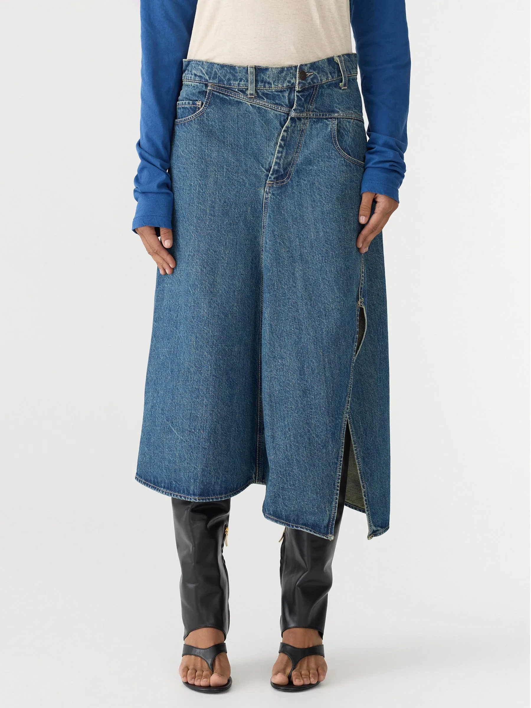 Asymmetric Split Denim Skirt sold by Bassike product image thumbnail 2