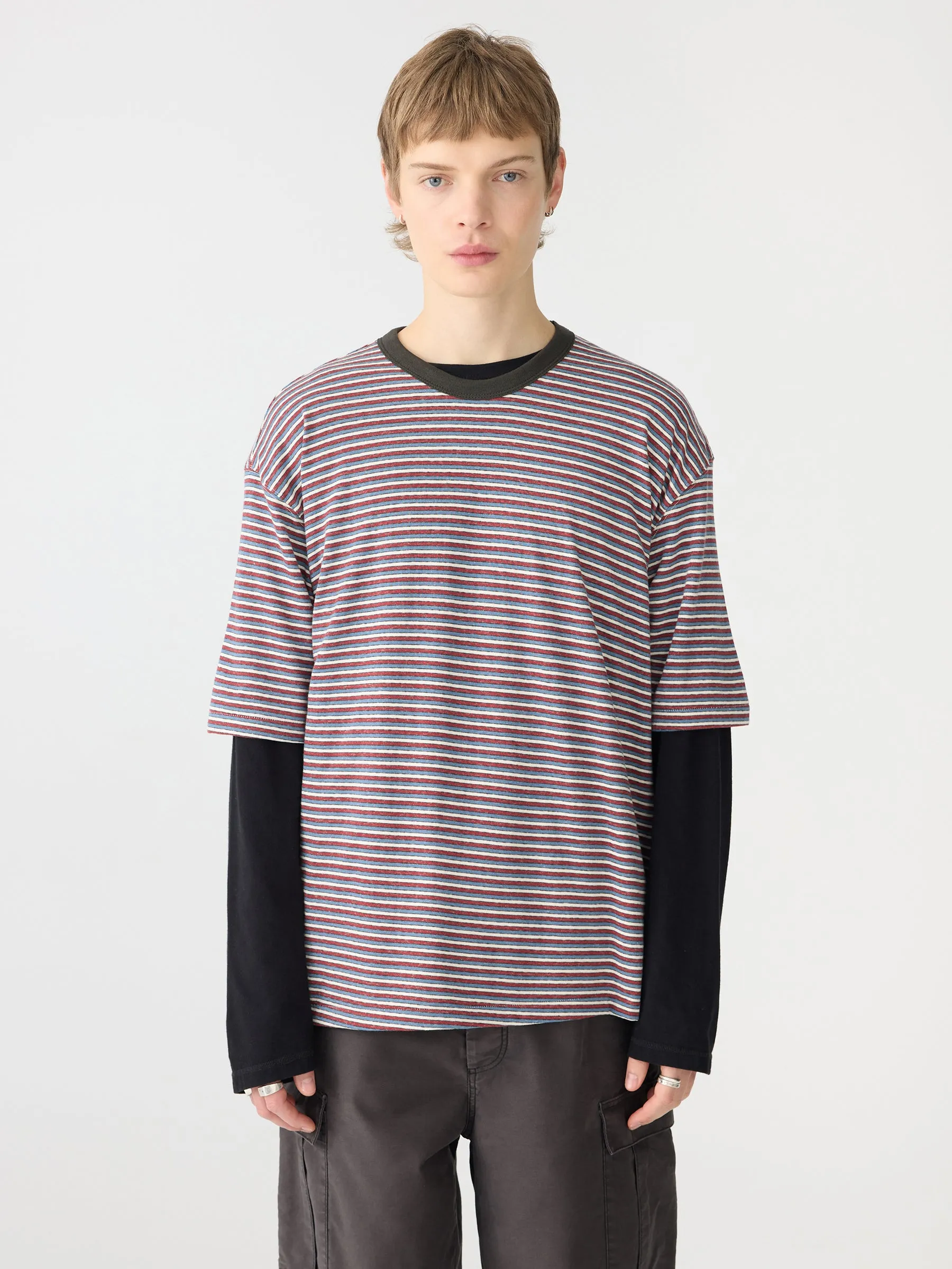 Stripe Oversized Short Sleeve Boxy T-Shirt sold by Bassike product image thumbnail 2