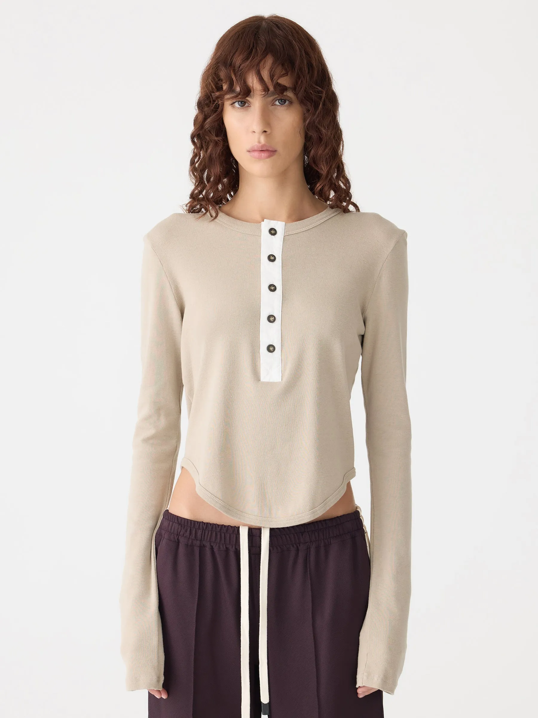 Scoop Hem Placket T-Shirt sold by Bassike product image thumbnail 2