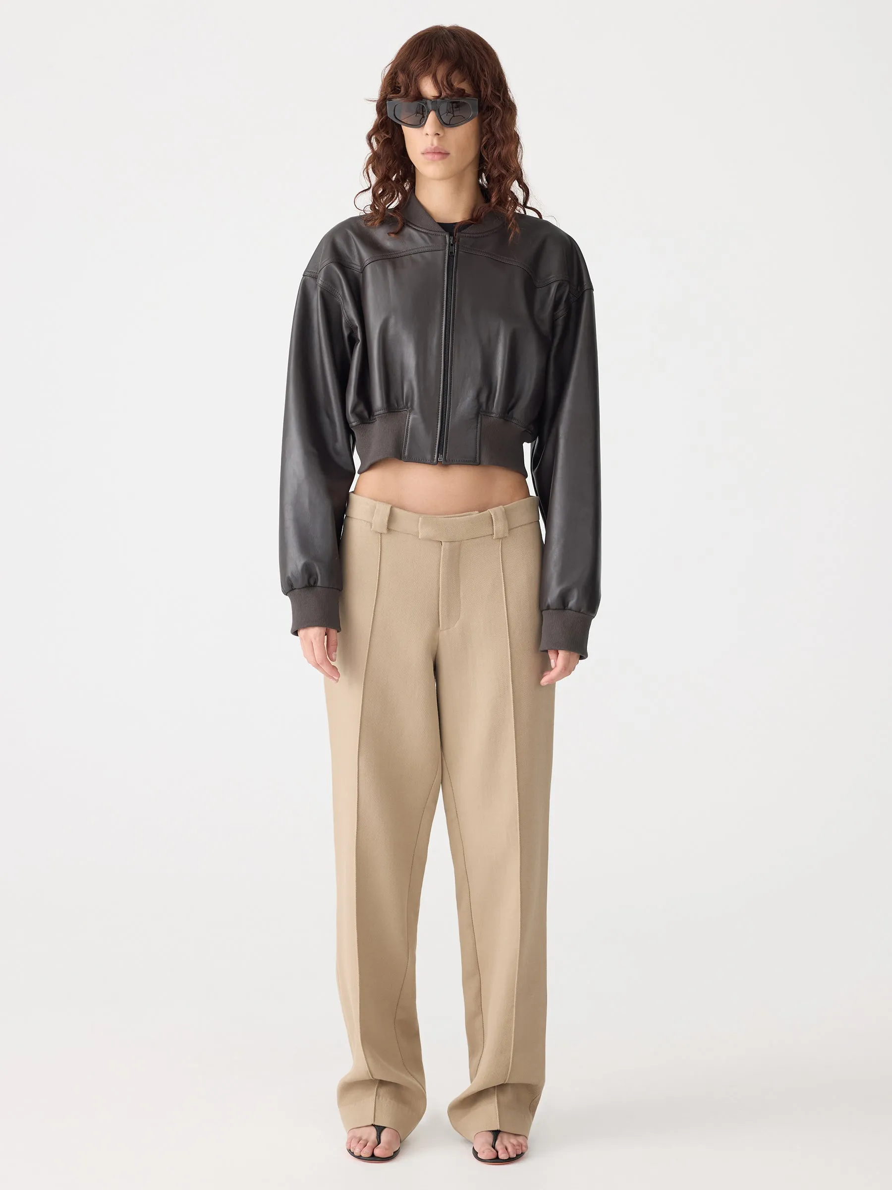 Leather Aviator Bomber Jacket sold by Bassike