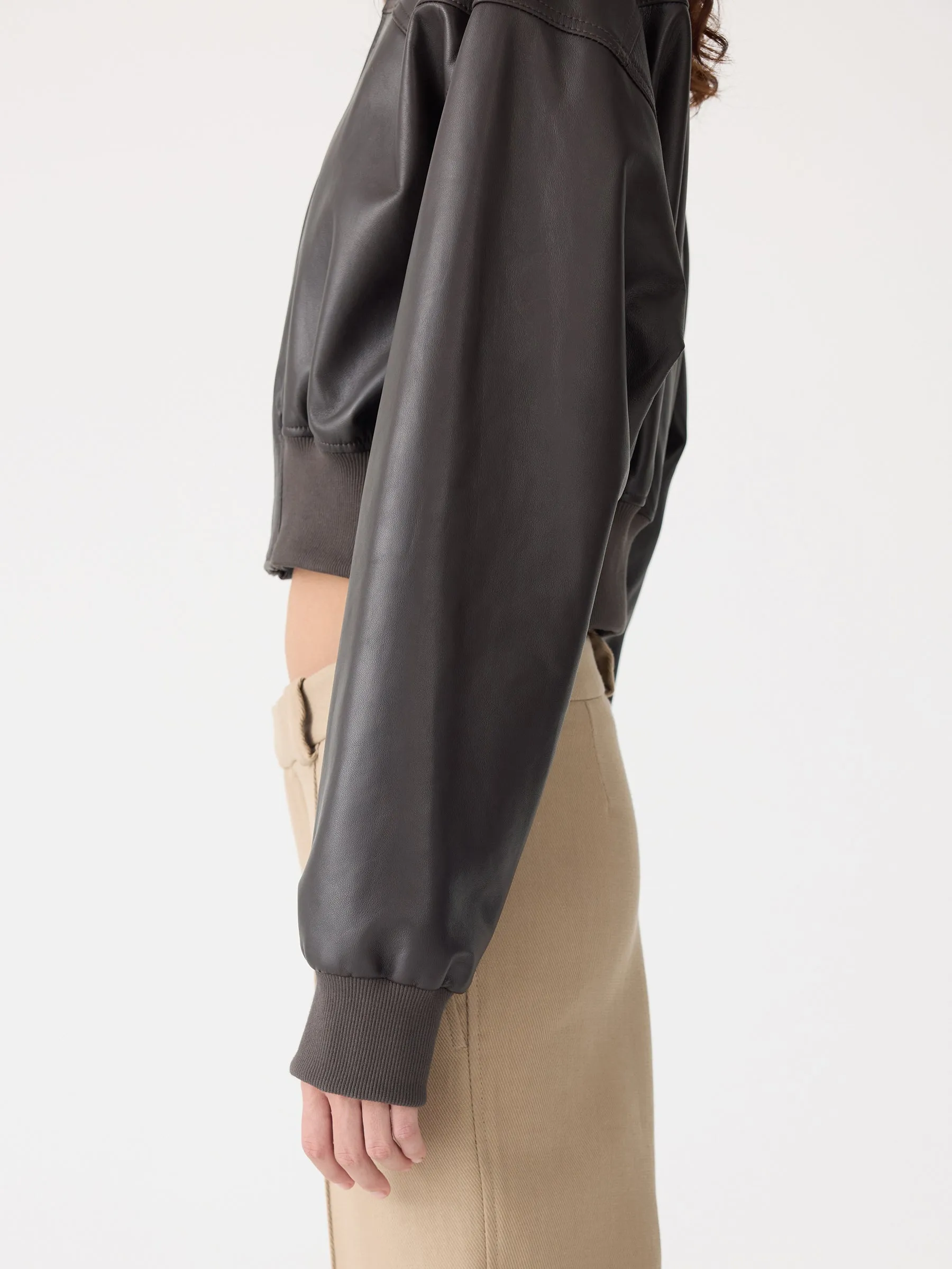 Leather Aviator Bomber Jacket sold by Bassike product image thumbnail 3