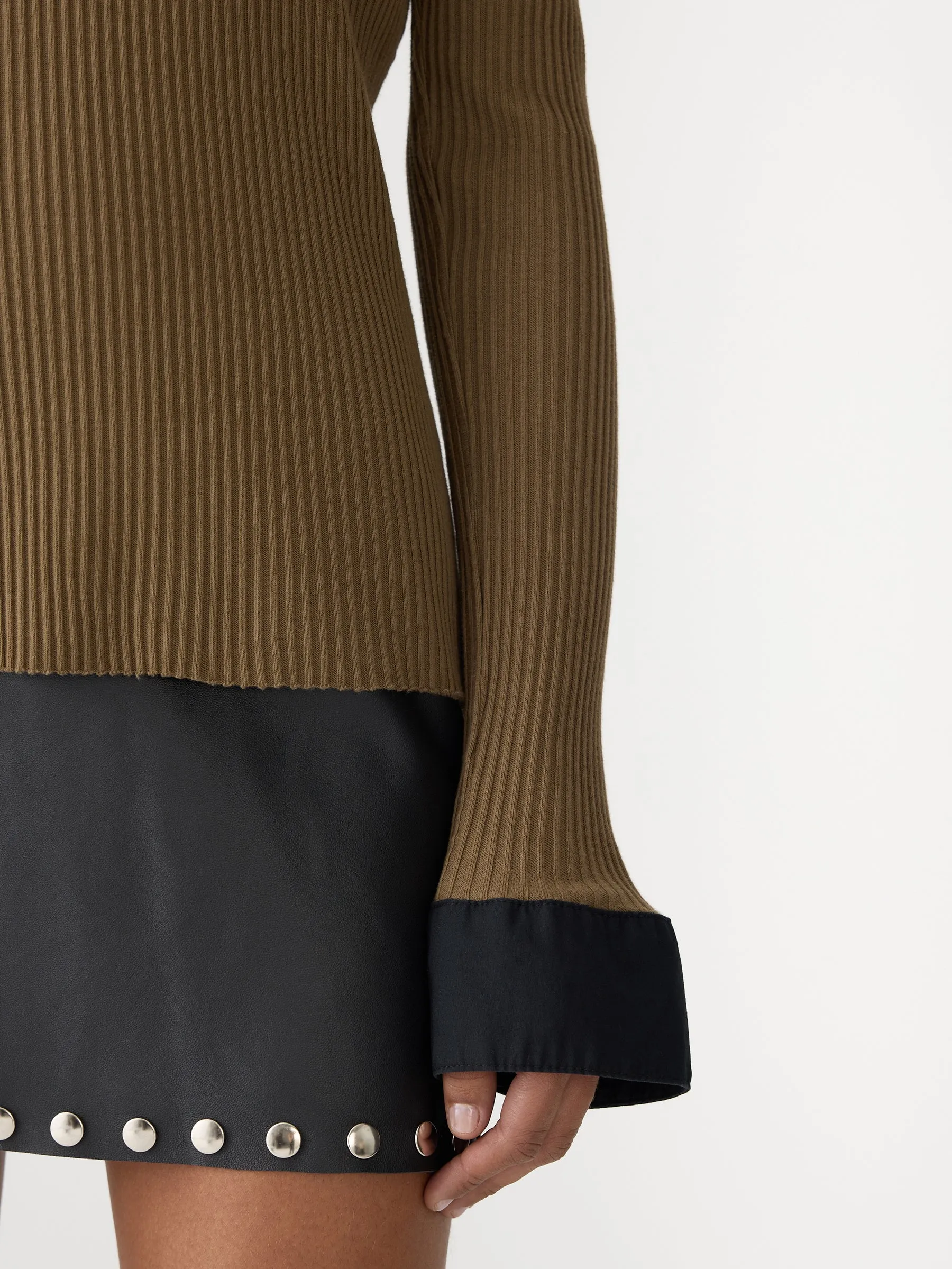 Rib Contrast Collar Long Sleeve Top sold by Bassike product image thumbnail 4