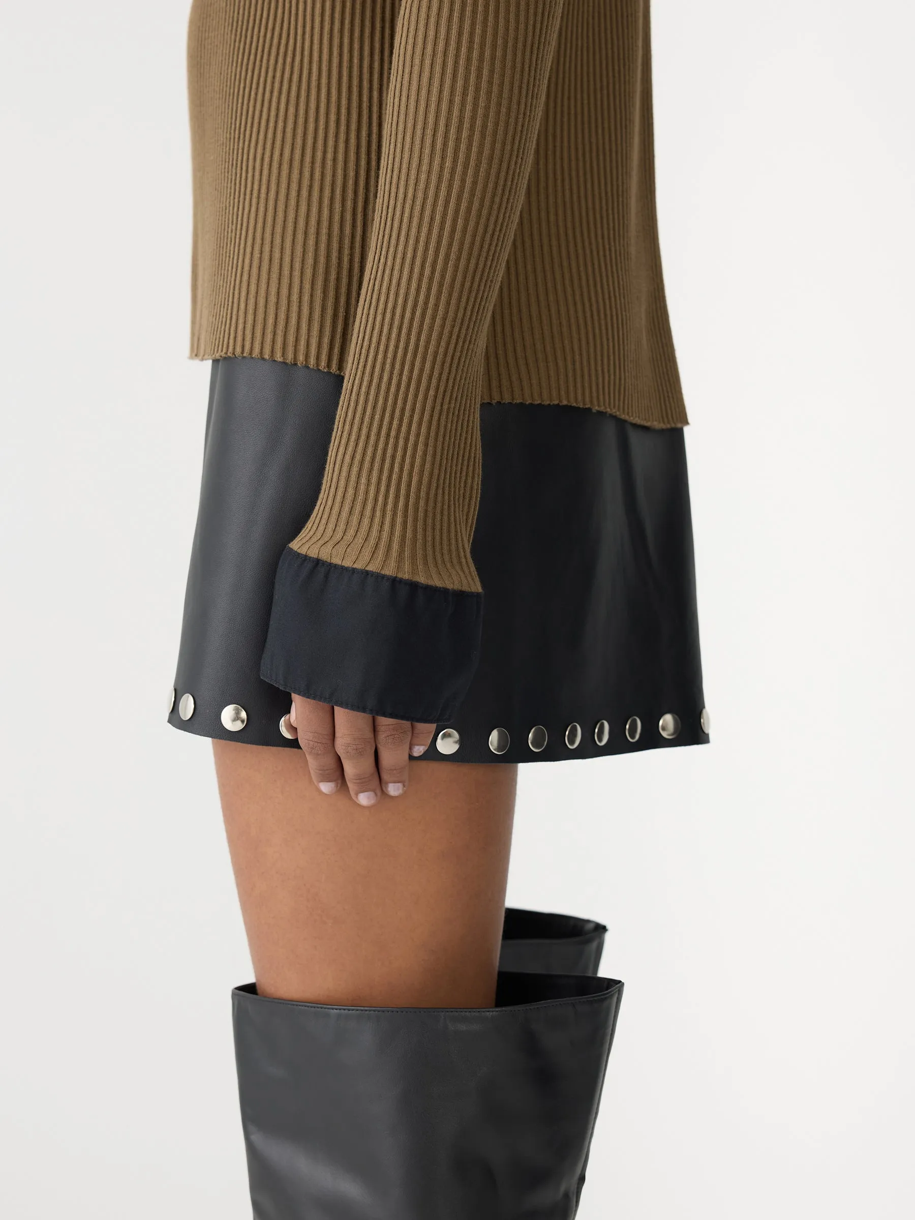 Rib Contrast Collar Long Sleeve Top sold by Bassike product image thumbnail 5