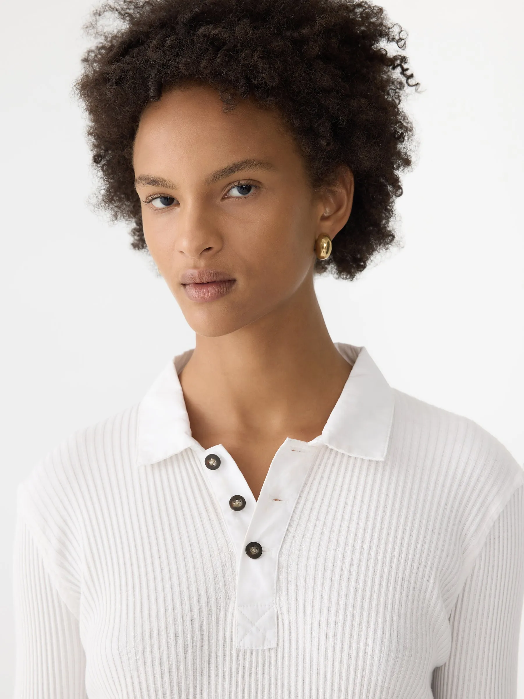 Rib Contrast Collar Long Sleeve Top sold by Bassike product image thumbnail 3