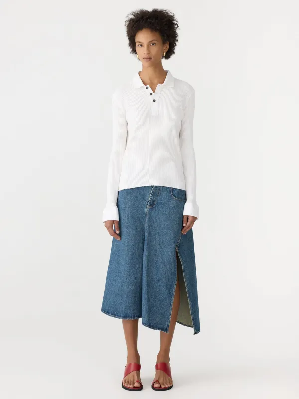 Rib Contrast Collar Long Sleeve Top sold by Bassike