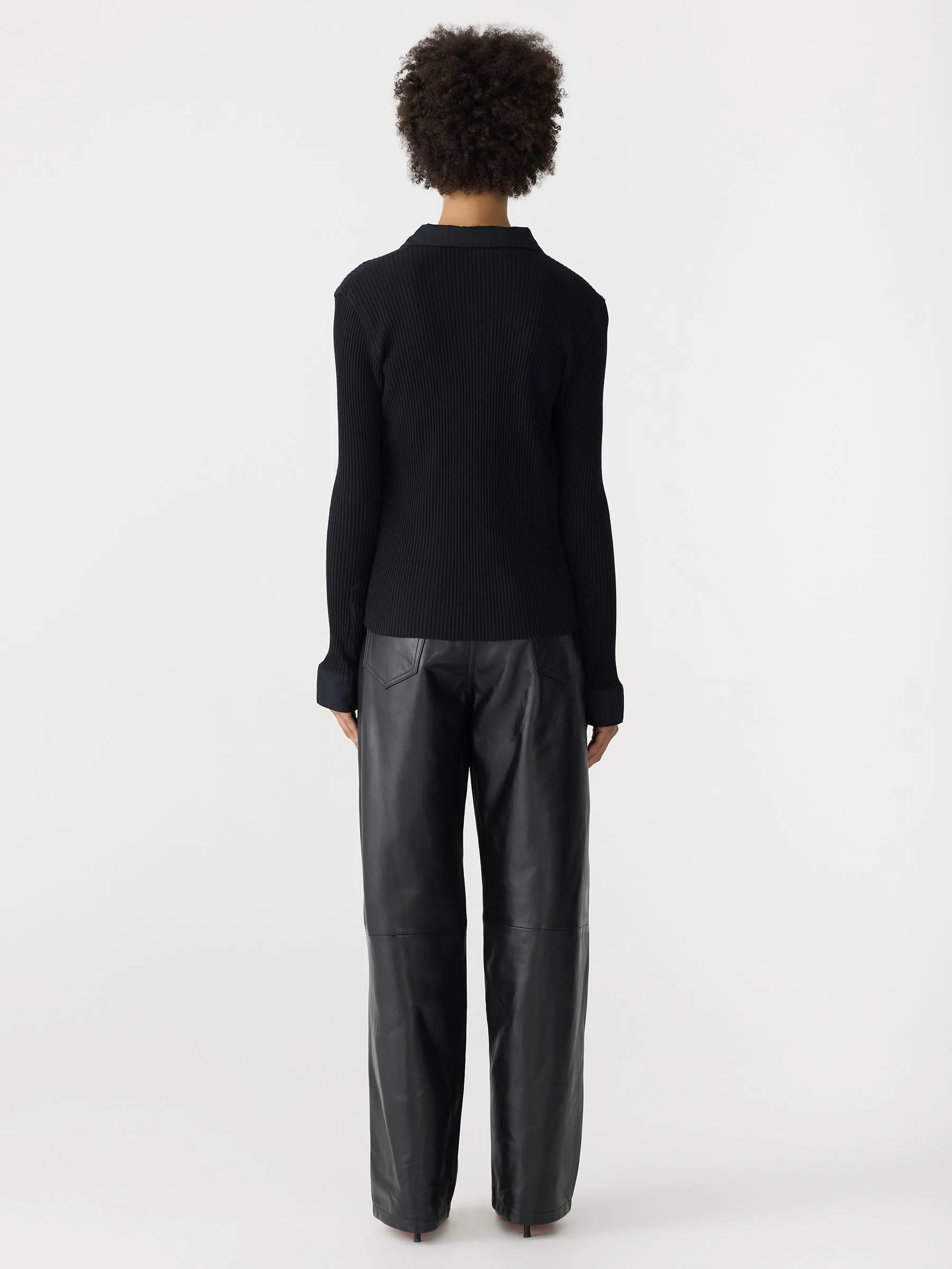 Rib Contrast Collar Long Sleeve Top sold by Bassike product image thumbnail 4