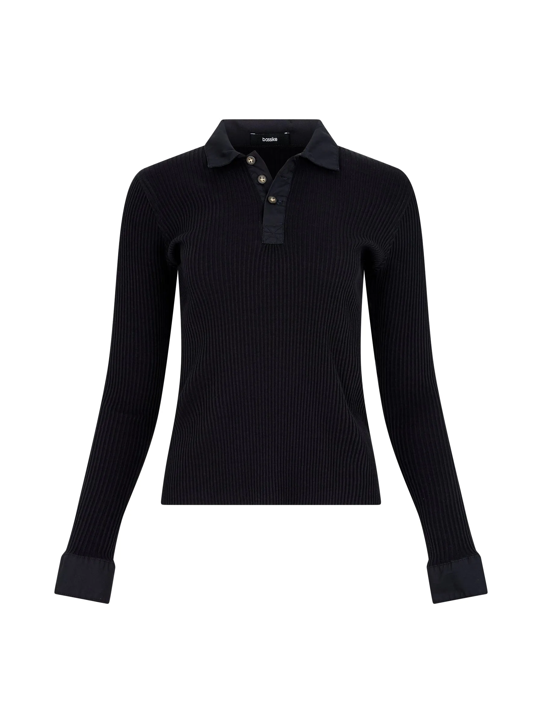 Rib Contrast Collar Long Sleeve Top sold by Bassike product image thumbnail 5