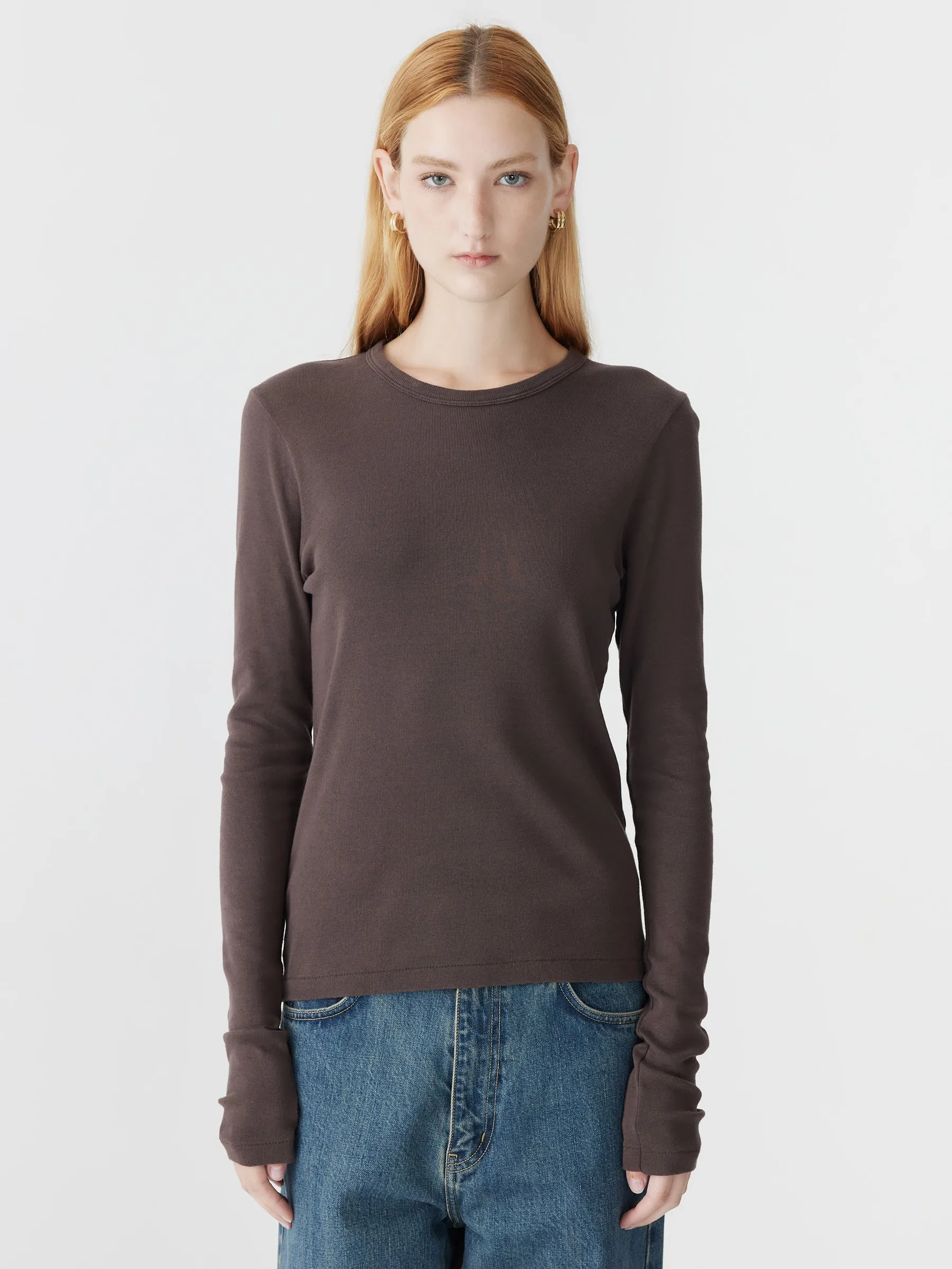 Slim Superfine Rib Long Sleeve T-Shirt sold by Bassike product image thumbnail 3