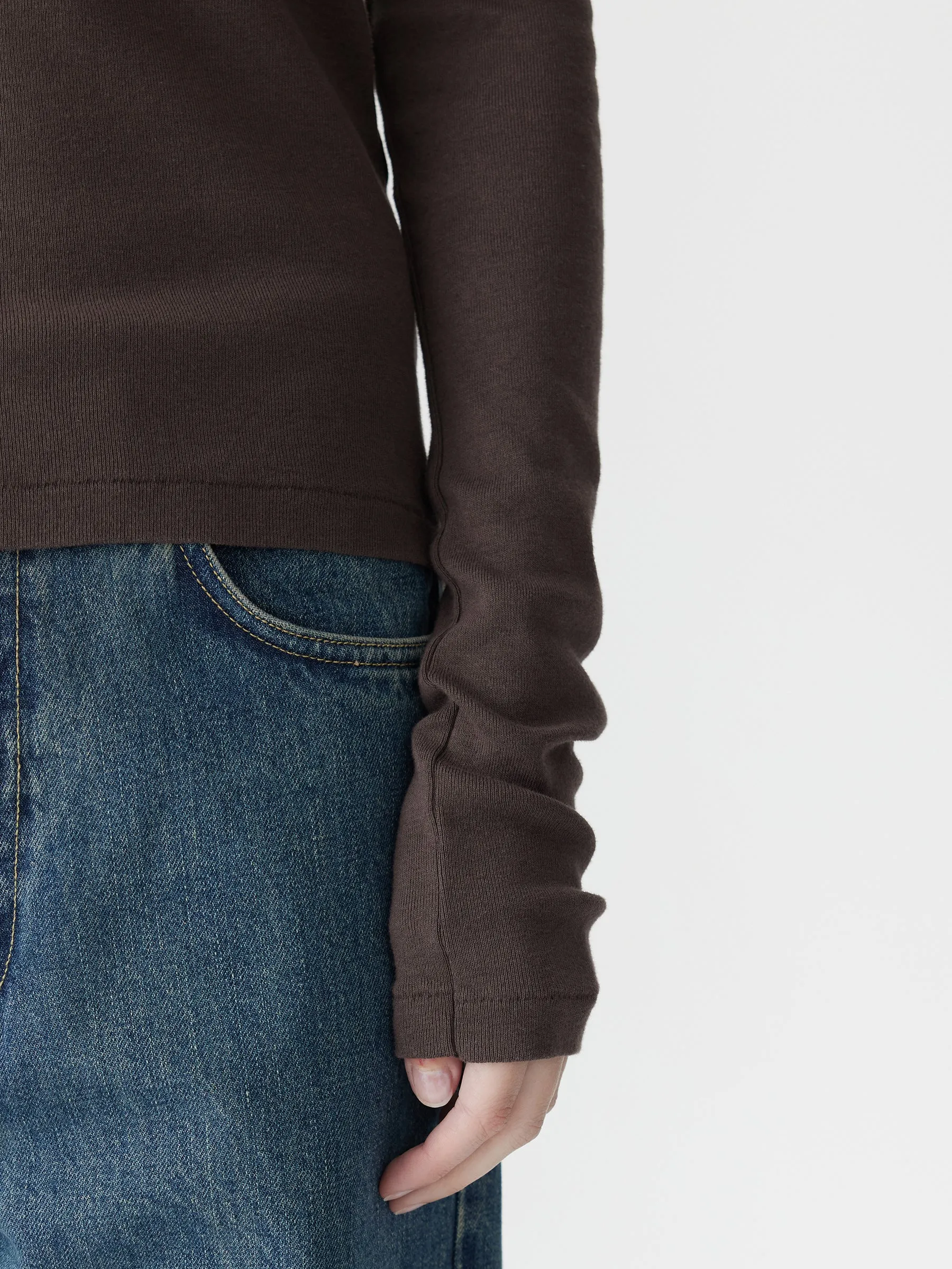 Slim Superfine Rib Long Sleeve T-Shirt sold by Bassike product image thumbnail 4