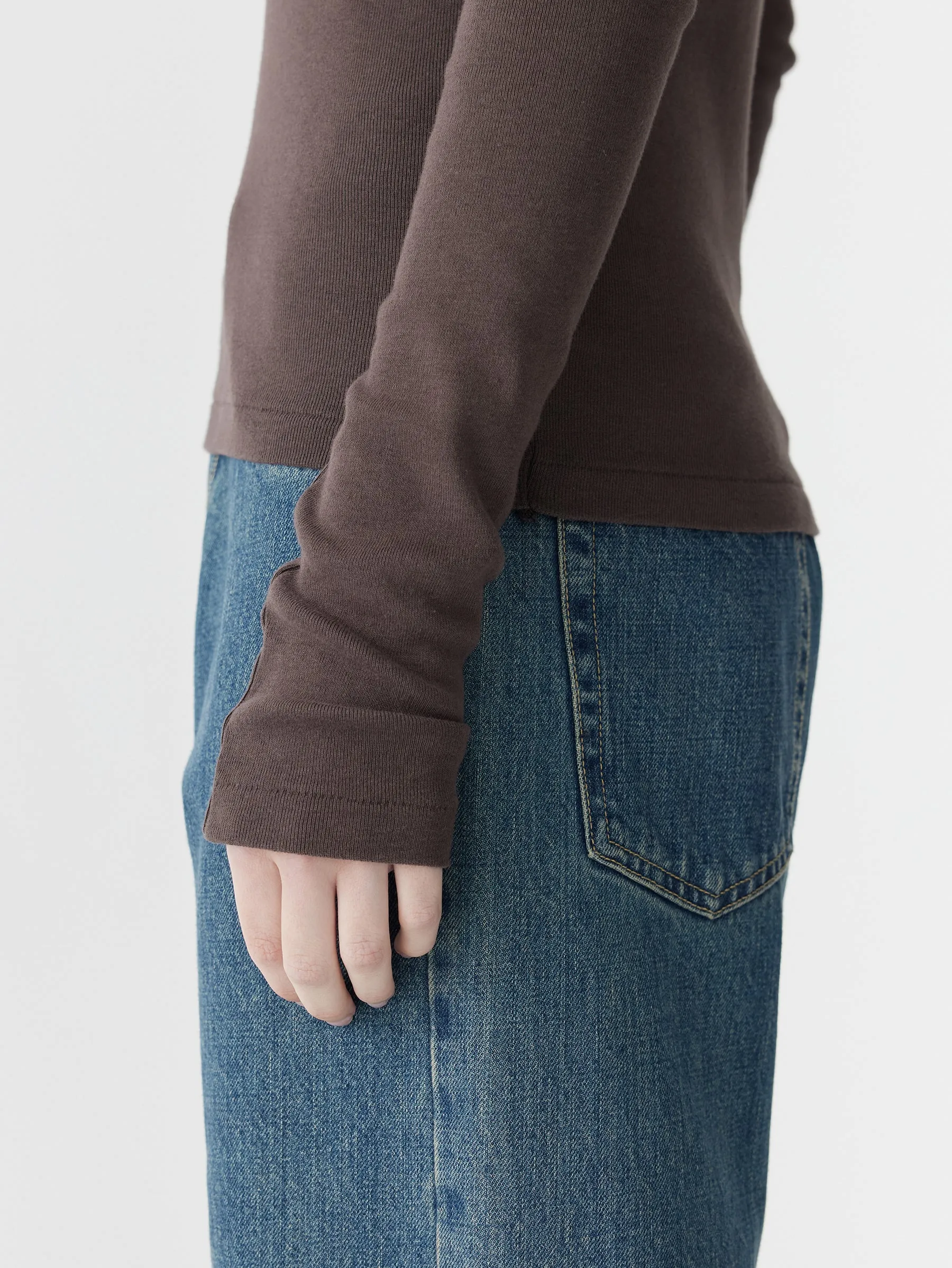 Slim Superfine Rib Long Sleeve T-Shirt sold by Bassike product image thumbnail 5