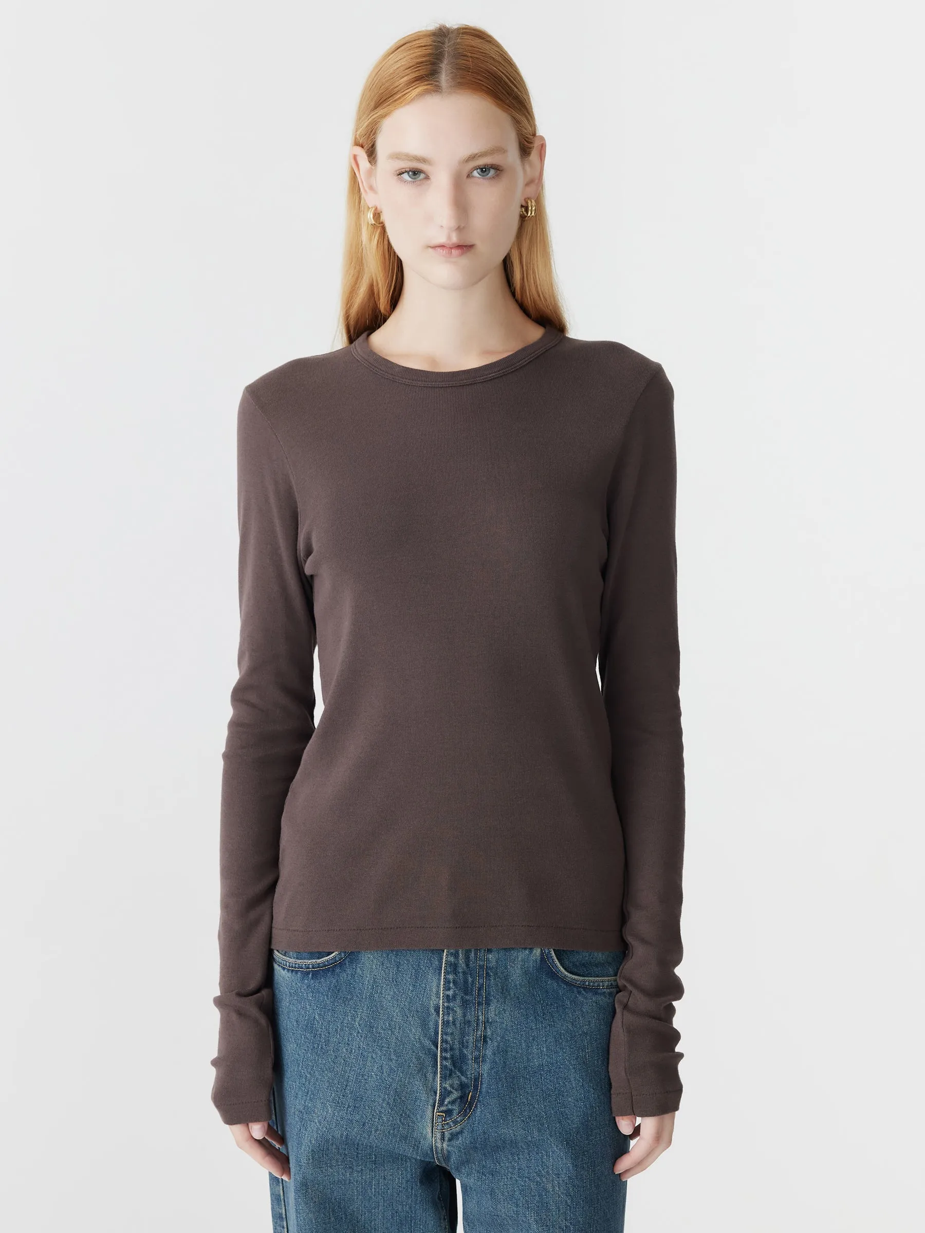 Slim Superfine Rib Long Sleeve T-Shirt sold by Bassike product image thumbnail 2
