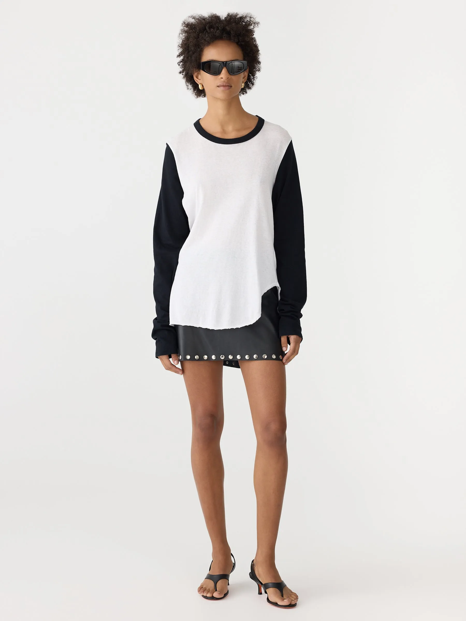 Contrast Scoop Hem Long Sleeve T-Shirt sold by Bassike
