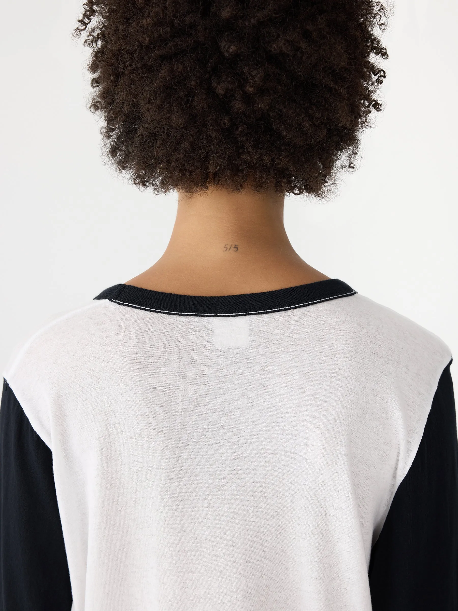 Contrast Scoop Hem Long Sleeve T-Shirt sold by Bassike product image thumbnail 5