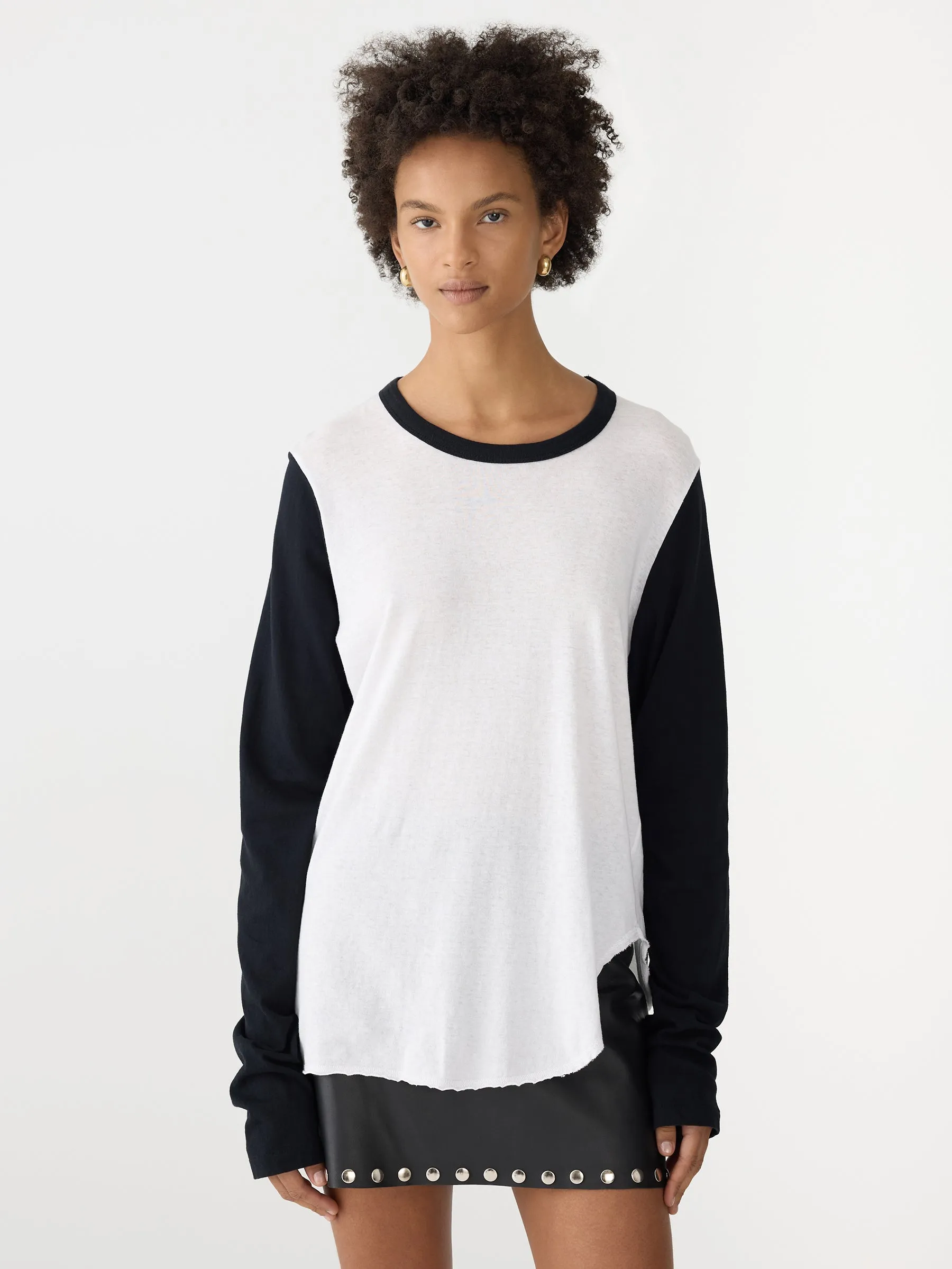 Contrast Scoop Hem Long Sleeve T-Shirt sold by Bassike product image thumbnail 2