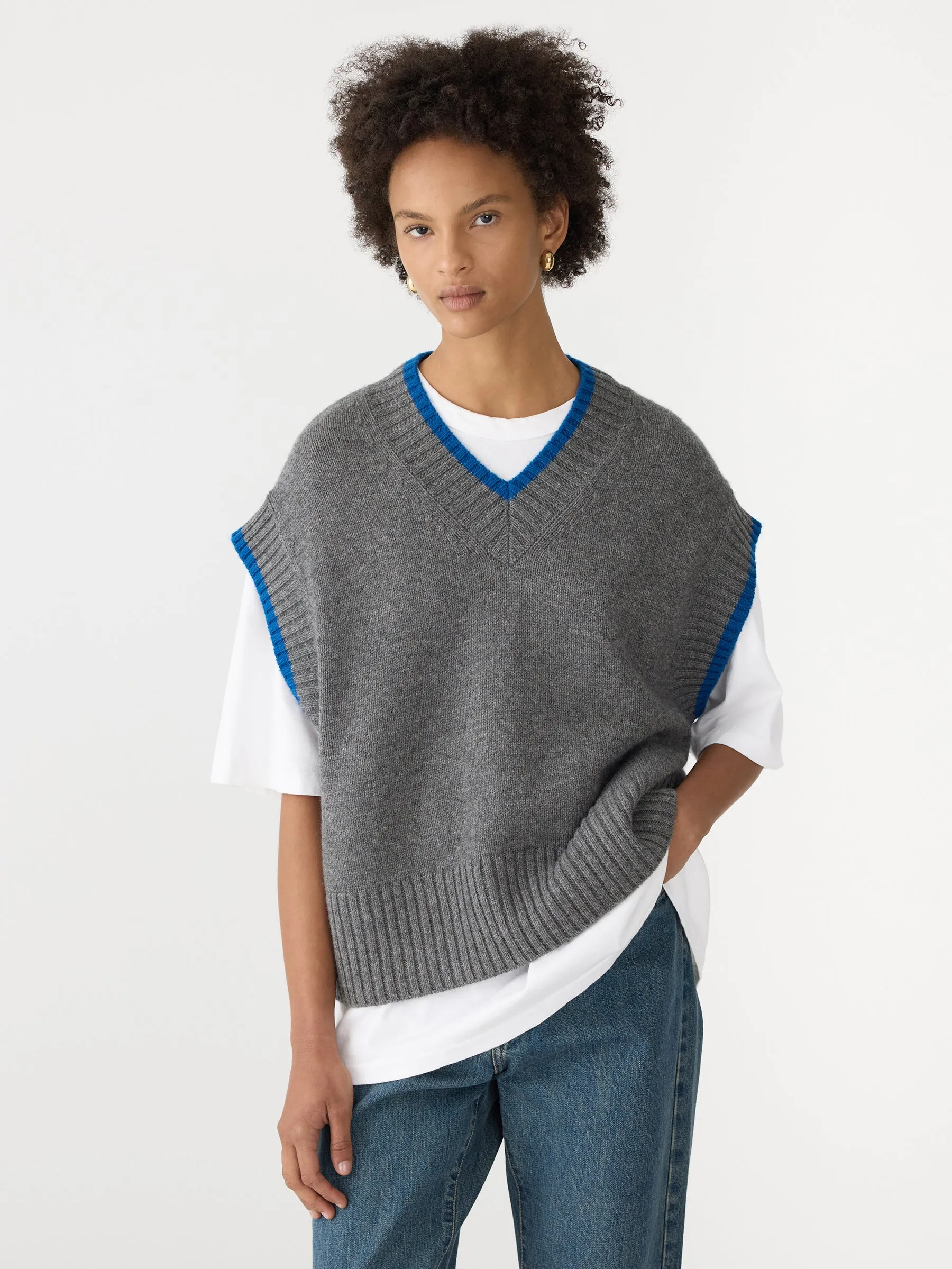 Contrast Stripe Knitted Vest sold by Bassike product image thumbnail 2