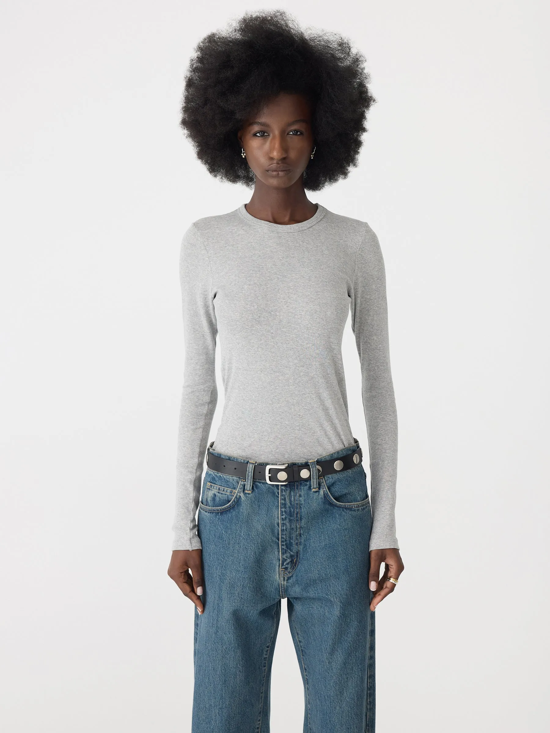 Slim Superfine Rib Long Sleeve T-Shirt sold by Bassike product image thumbnail 2