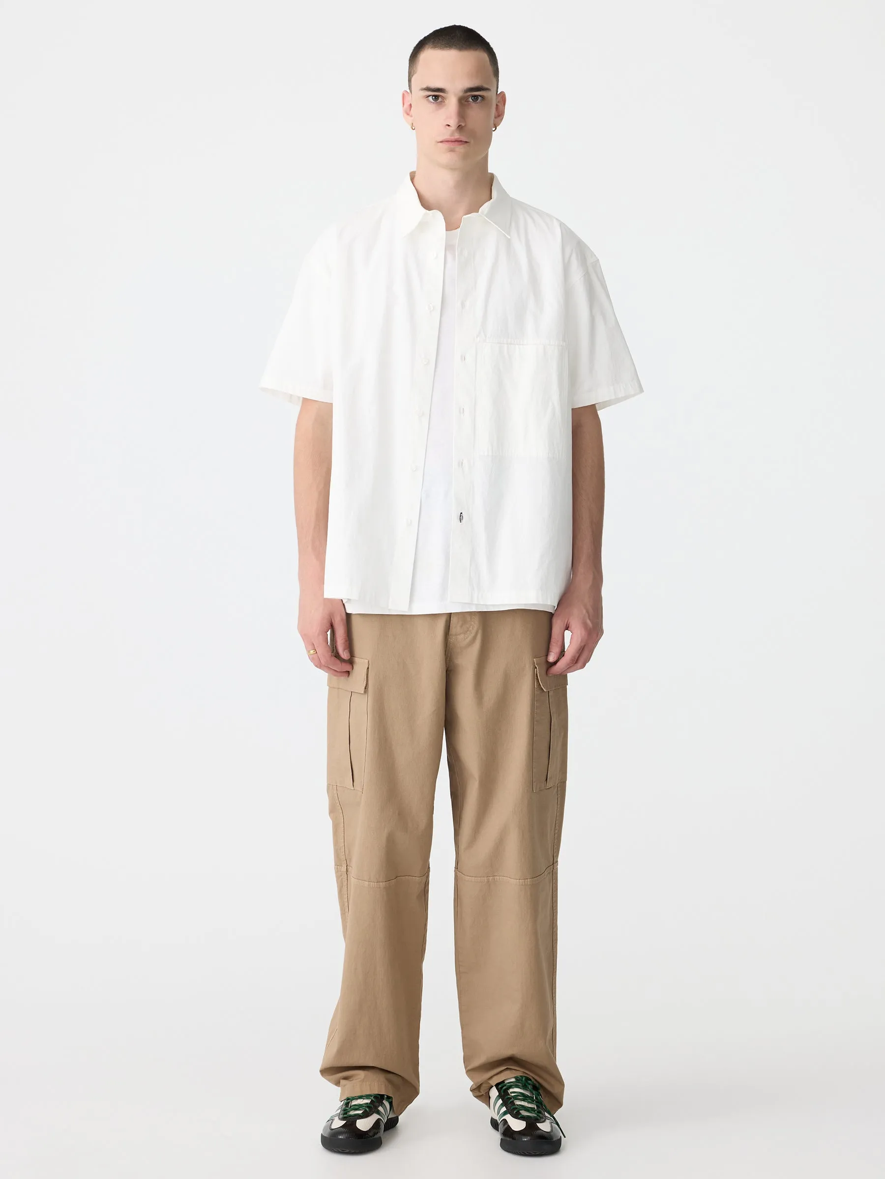 Crushed Cotton Boxy Short Sleeve Shirt sold by Bassike