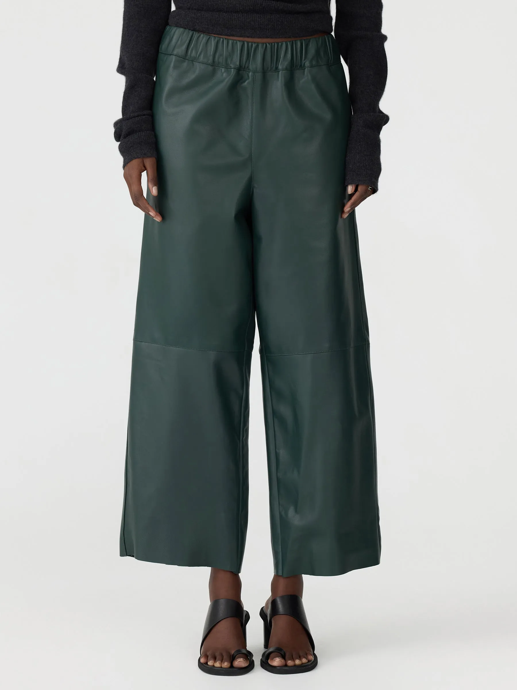 Leather Pull On Wide Leg Pant sold by Bassike product image thumbnail 2