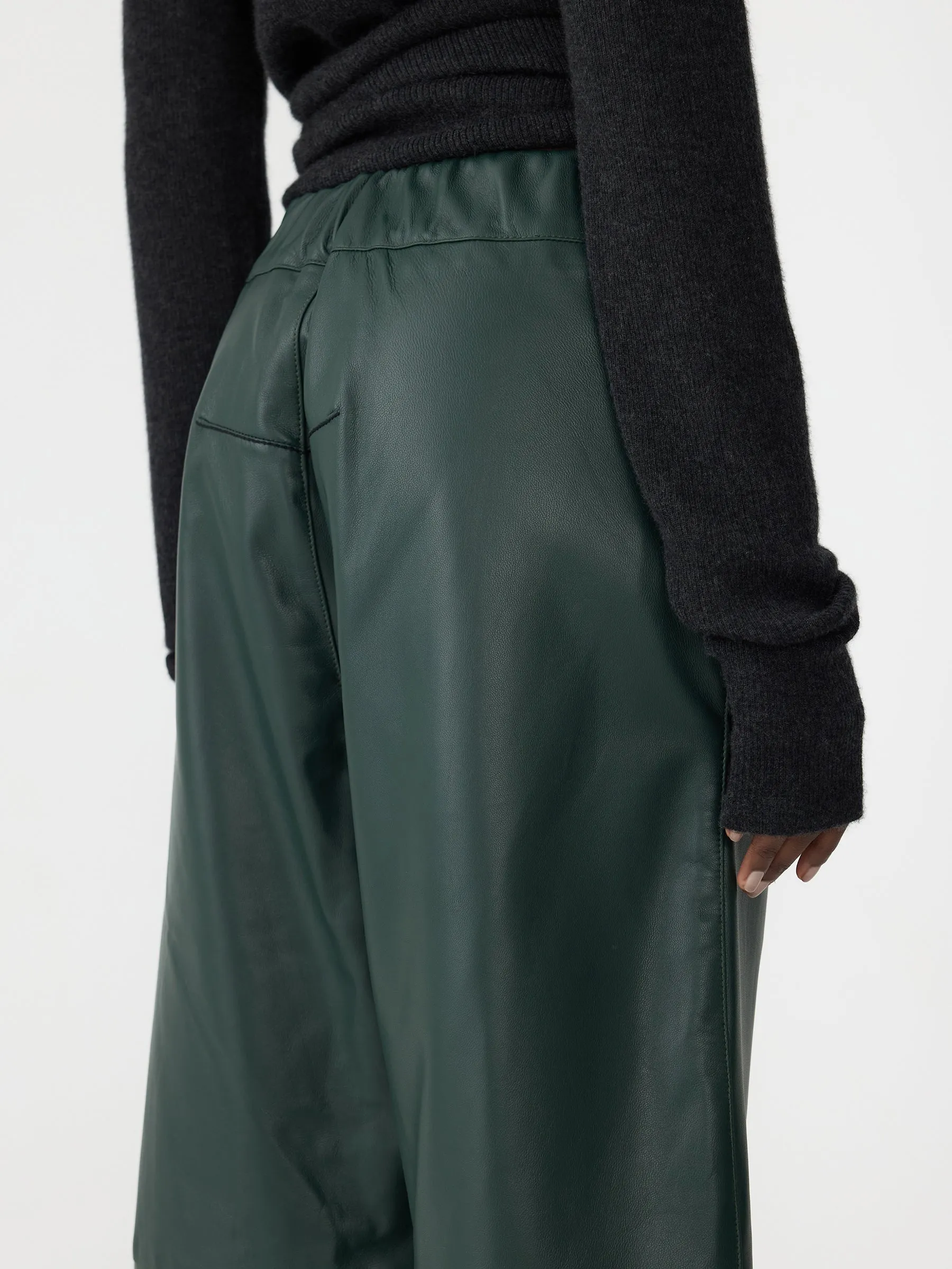 Leather Pull On Wide Leg Pant sold by Bassike product image thumbnail 4