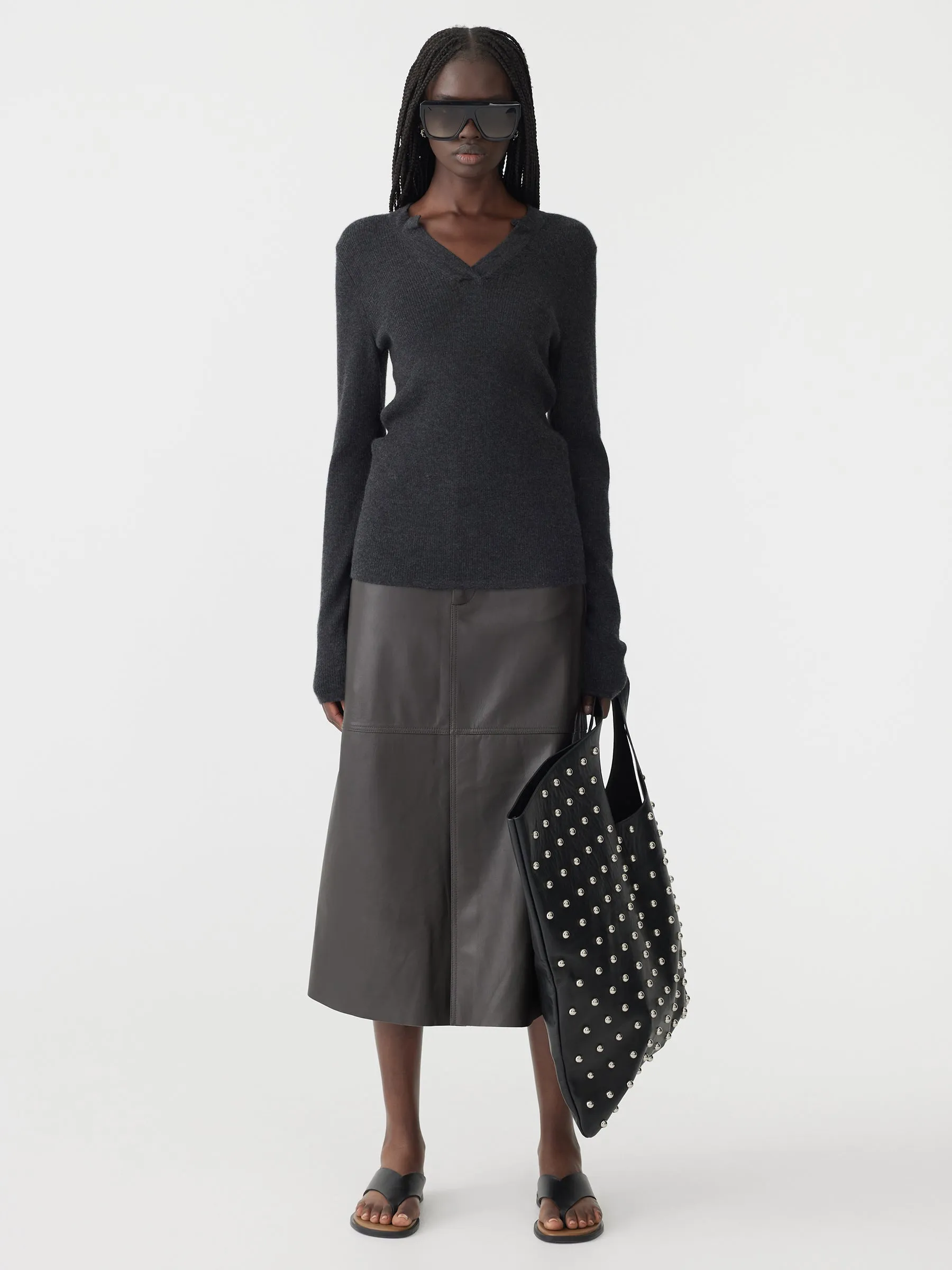 Longerline Leather Skirt sold by Bassike