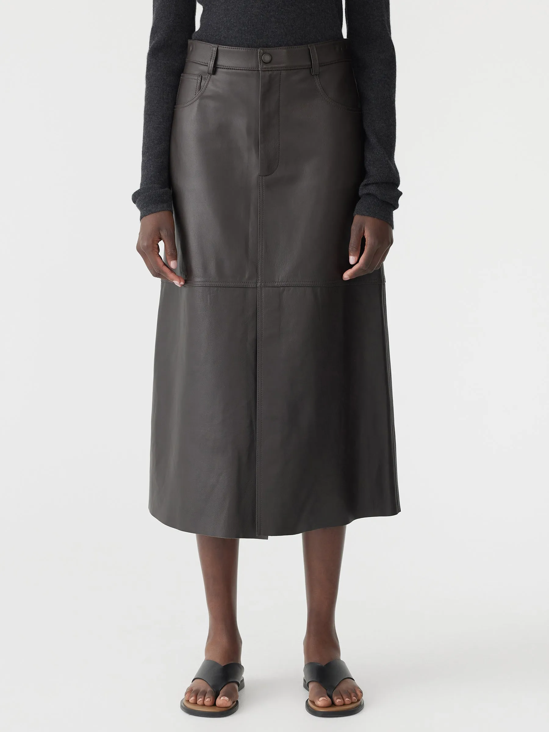 Longerline Leather Skirt sold by Bassike product image thumbnail 2