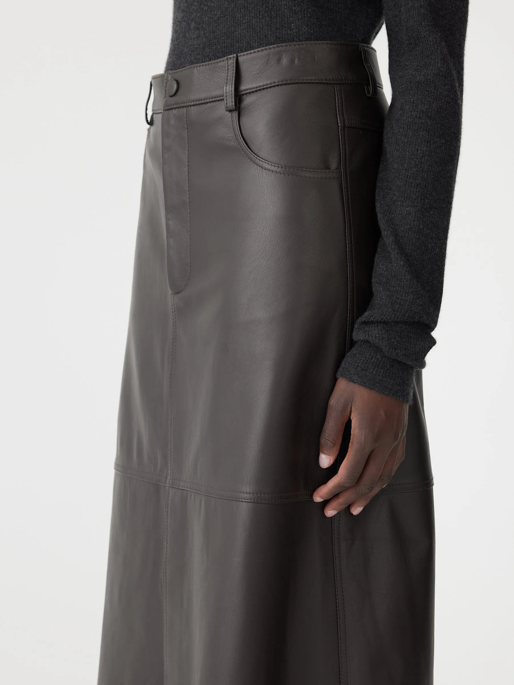 Longerline Leather Skirt sold by Bassike product image thumbnail 3