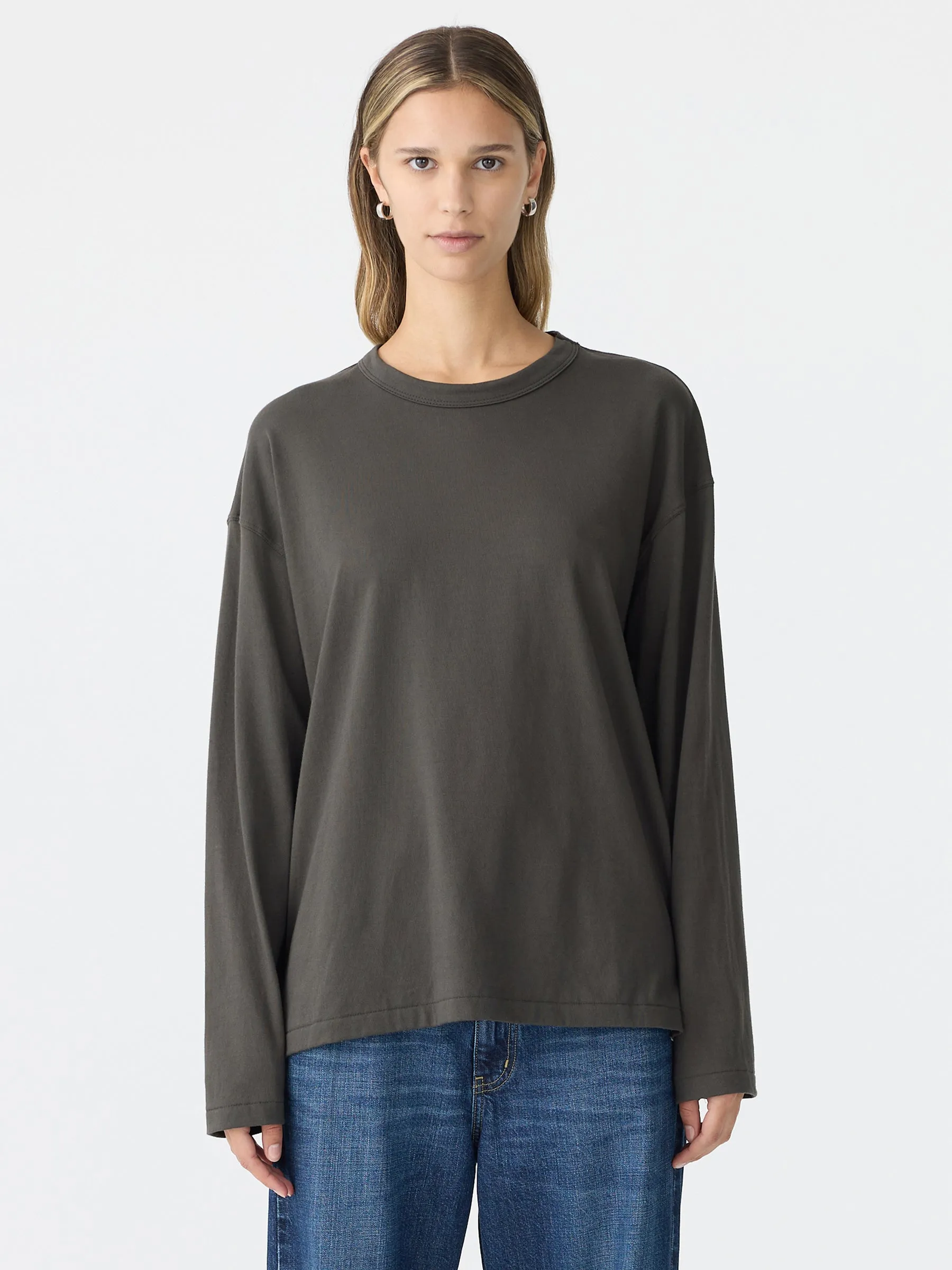 Slouch Wide Heritage Long Sleeve T-Shirt sold by Bassike product image thumbnail 2
