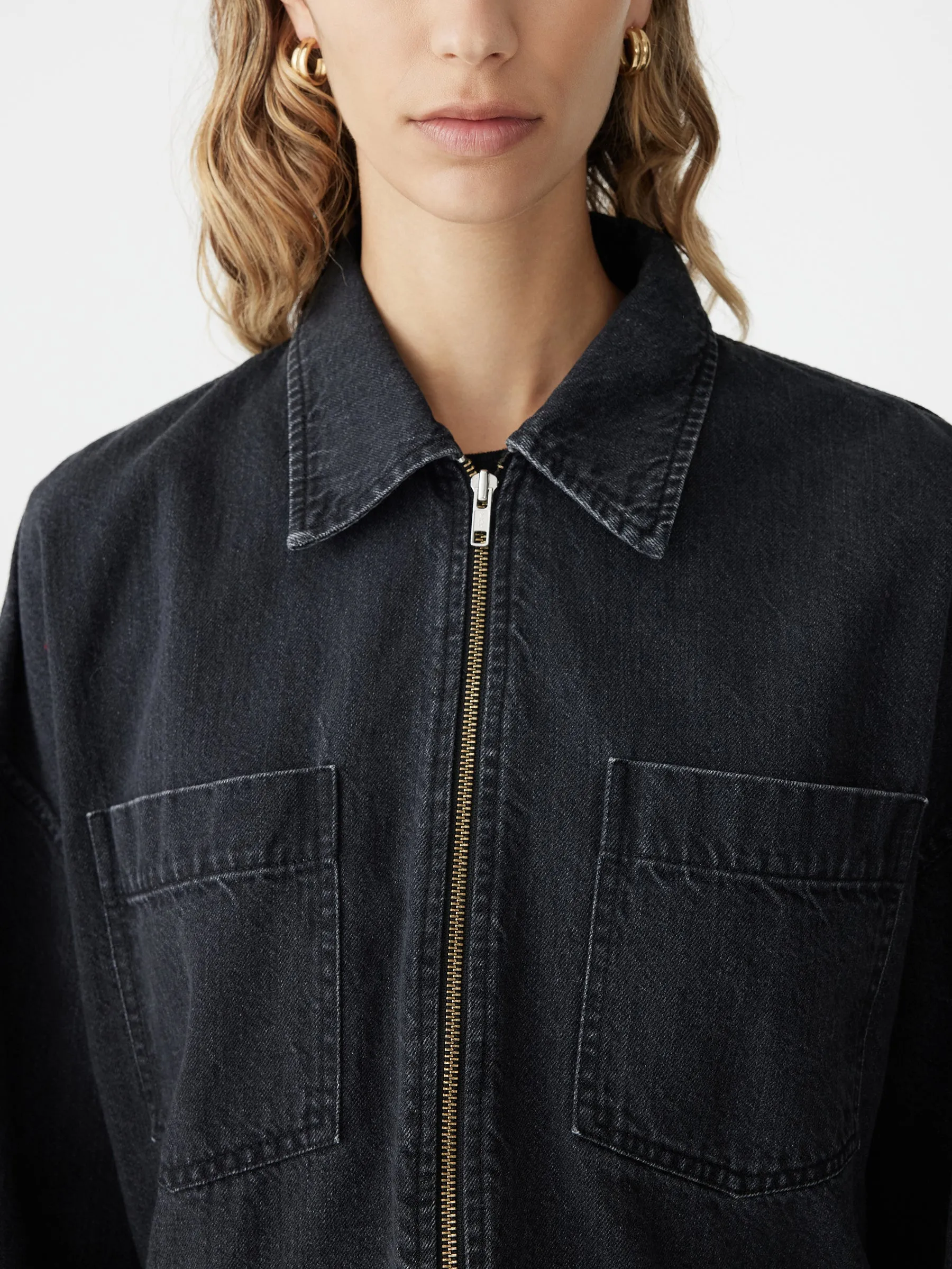 Denim Zip Front Crop Jacket sold by Bassike product image thumbnail 3