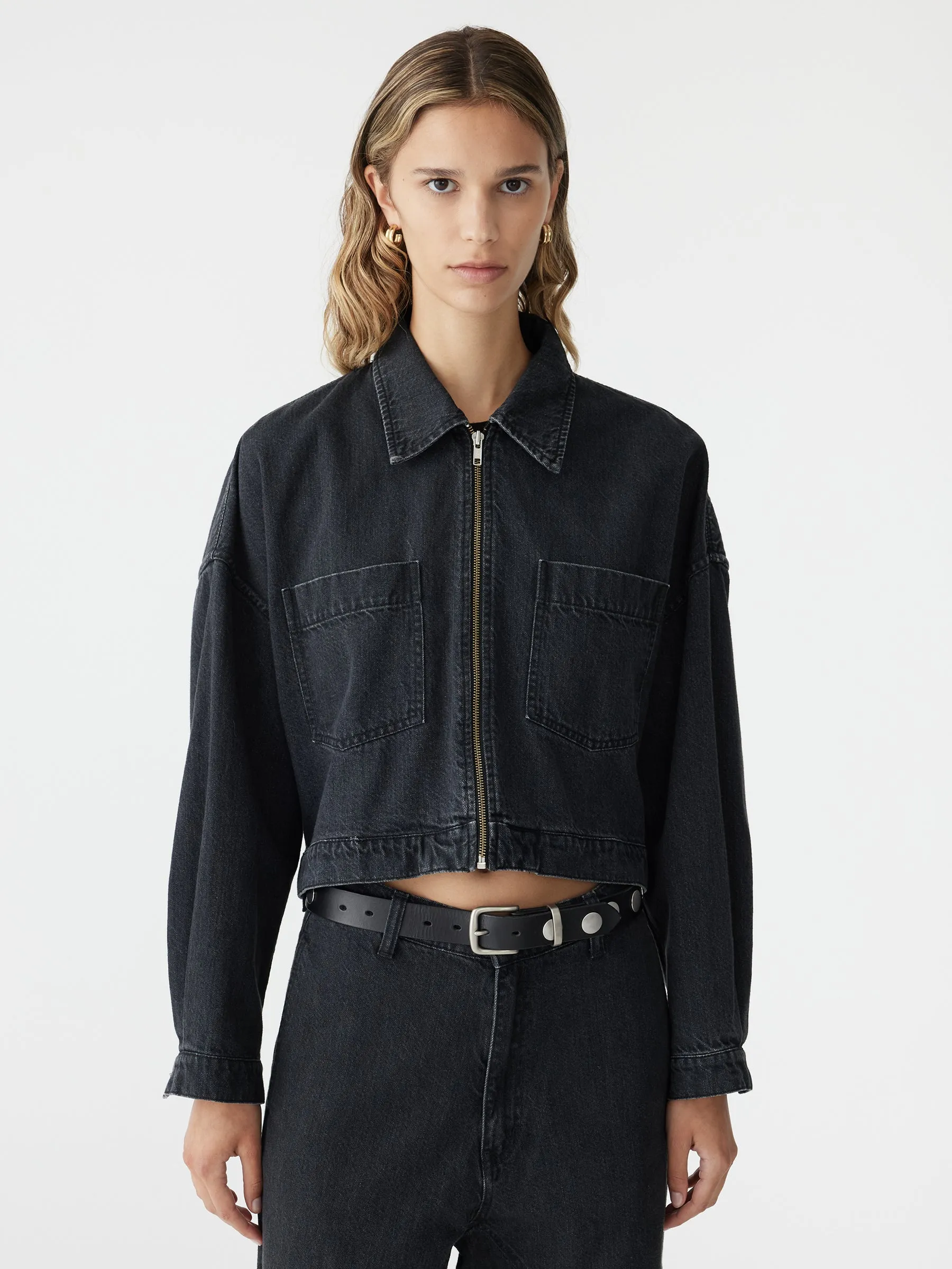 Denim Zip Front Crop Jacket sold by Bassike product image thumbnail 2