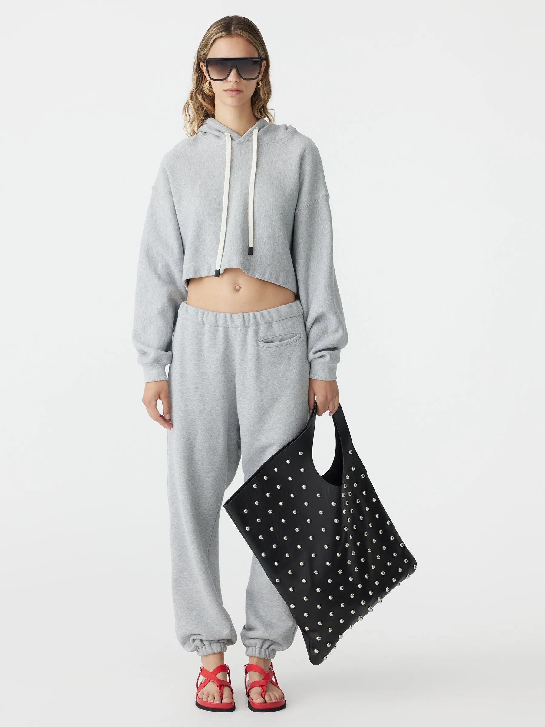 Fleece Boxy Cropped Hoodie sold by Bassike